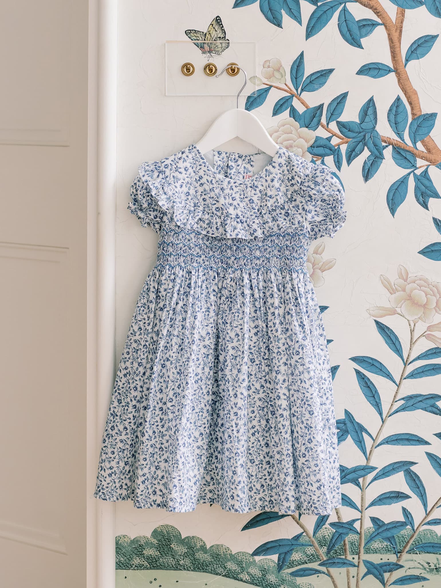 Blue Floral Silvana Girl Hand-Smocked Dress