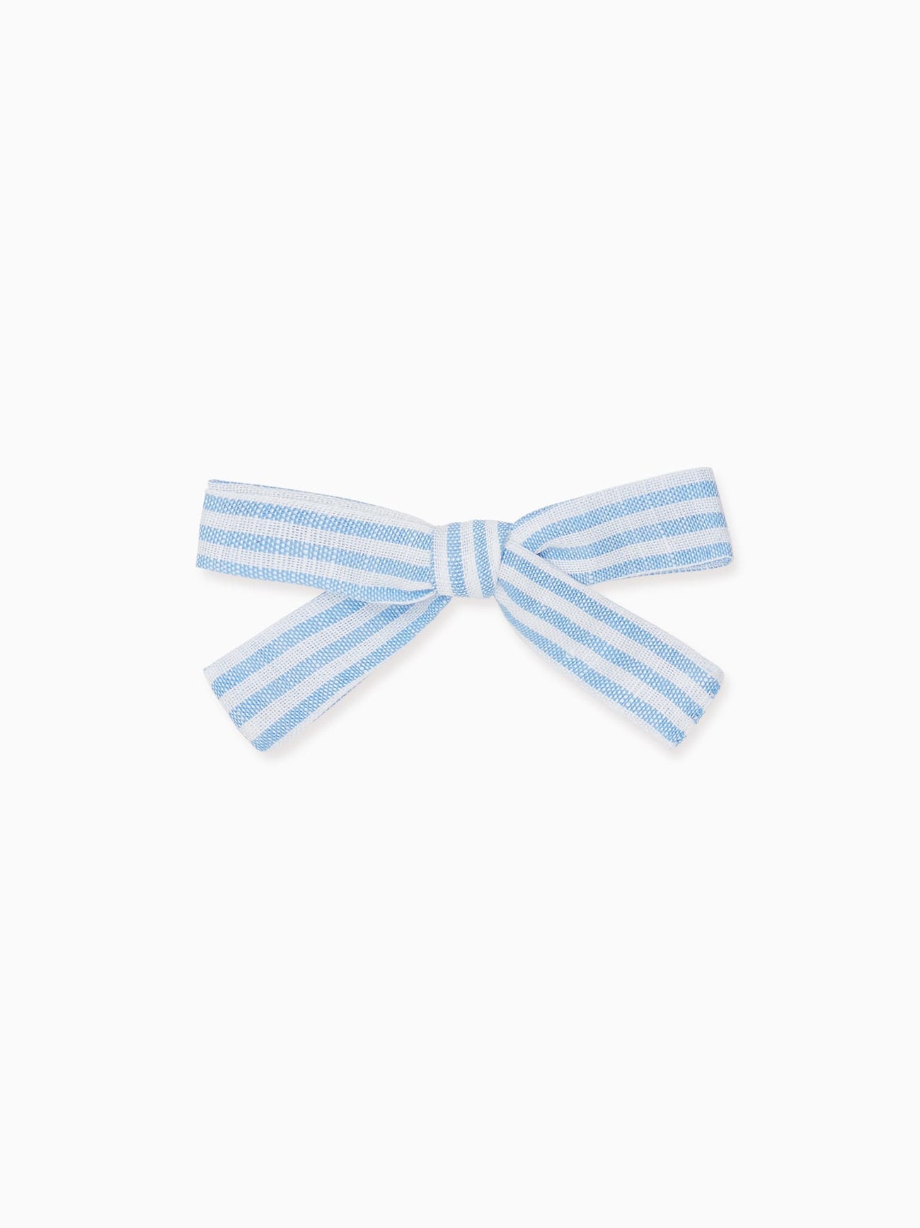 Blue Stripe Soft Ribbon Bow Girl Clip