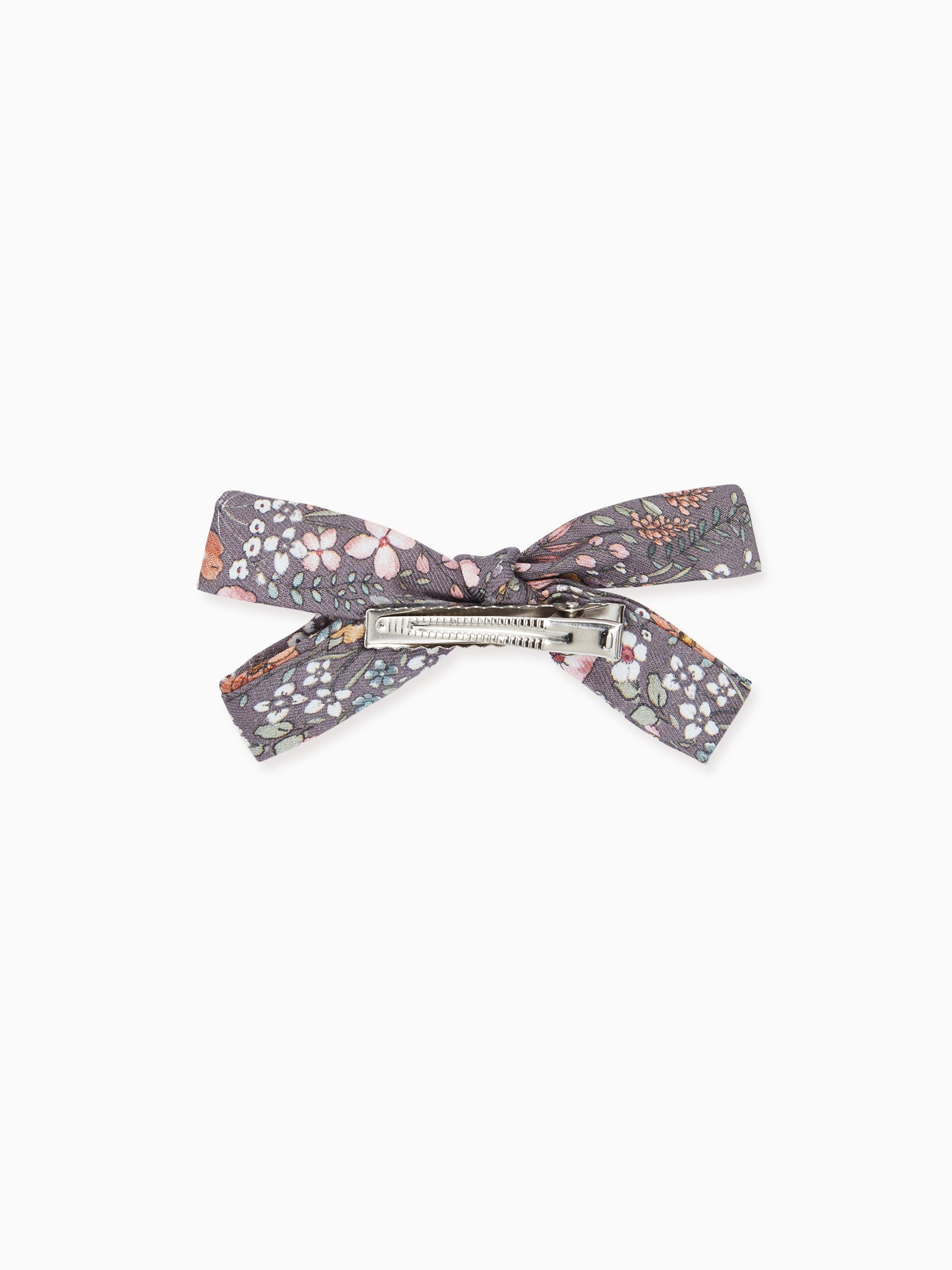 Taupe Floral Soft Ribbon Bow Girl Clip