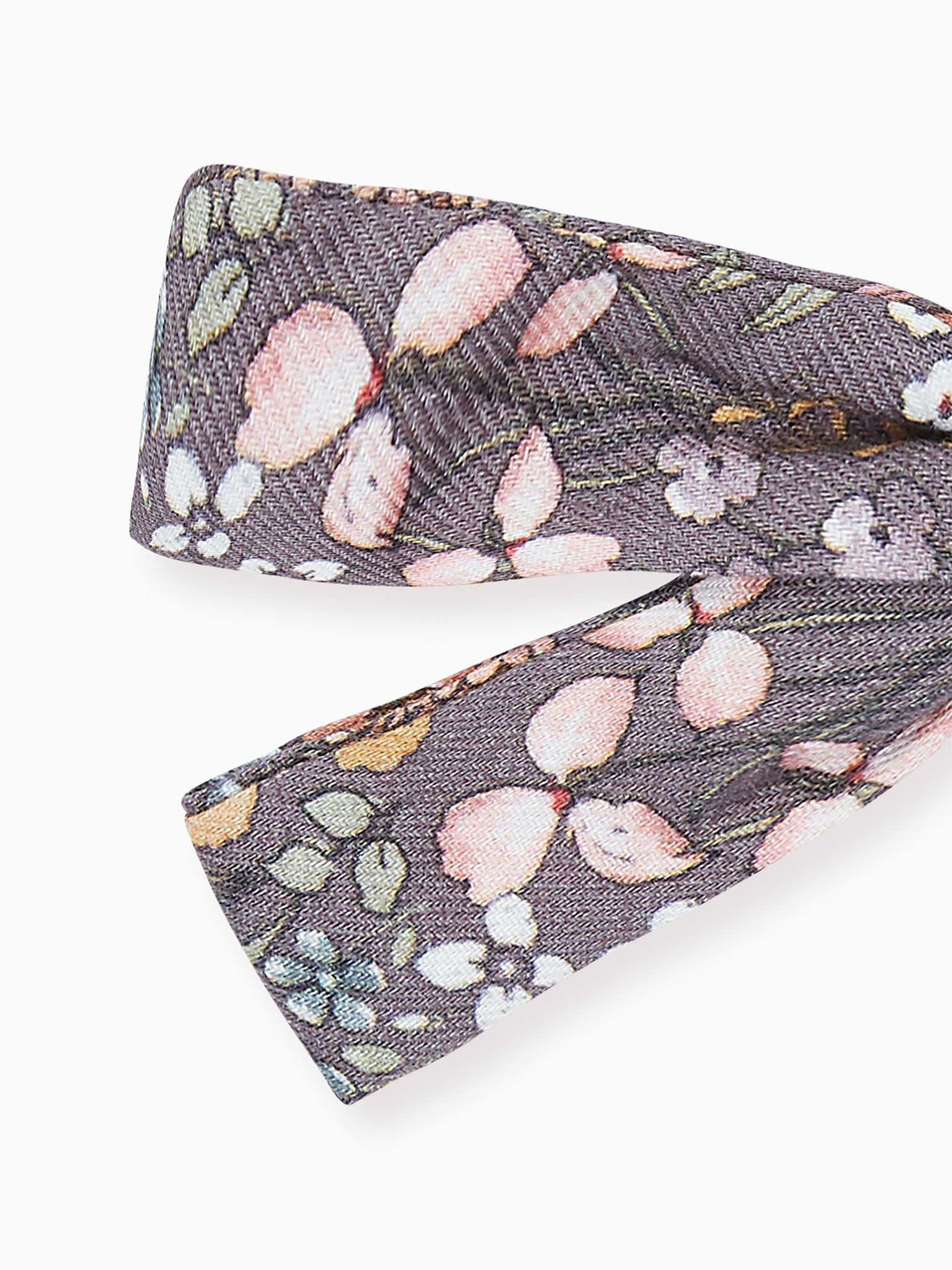 Taupe Floral Soft Ribbon Bow Girl Clip