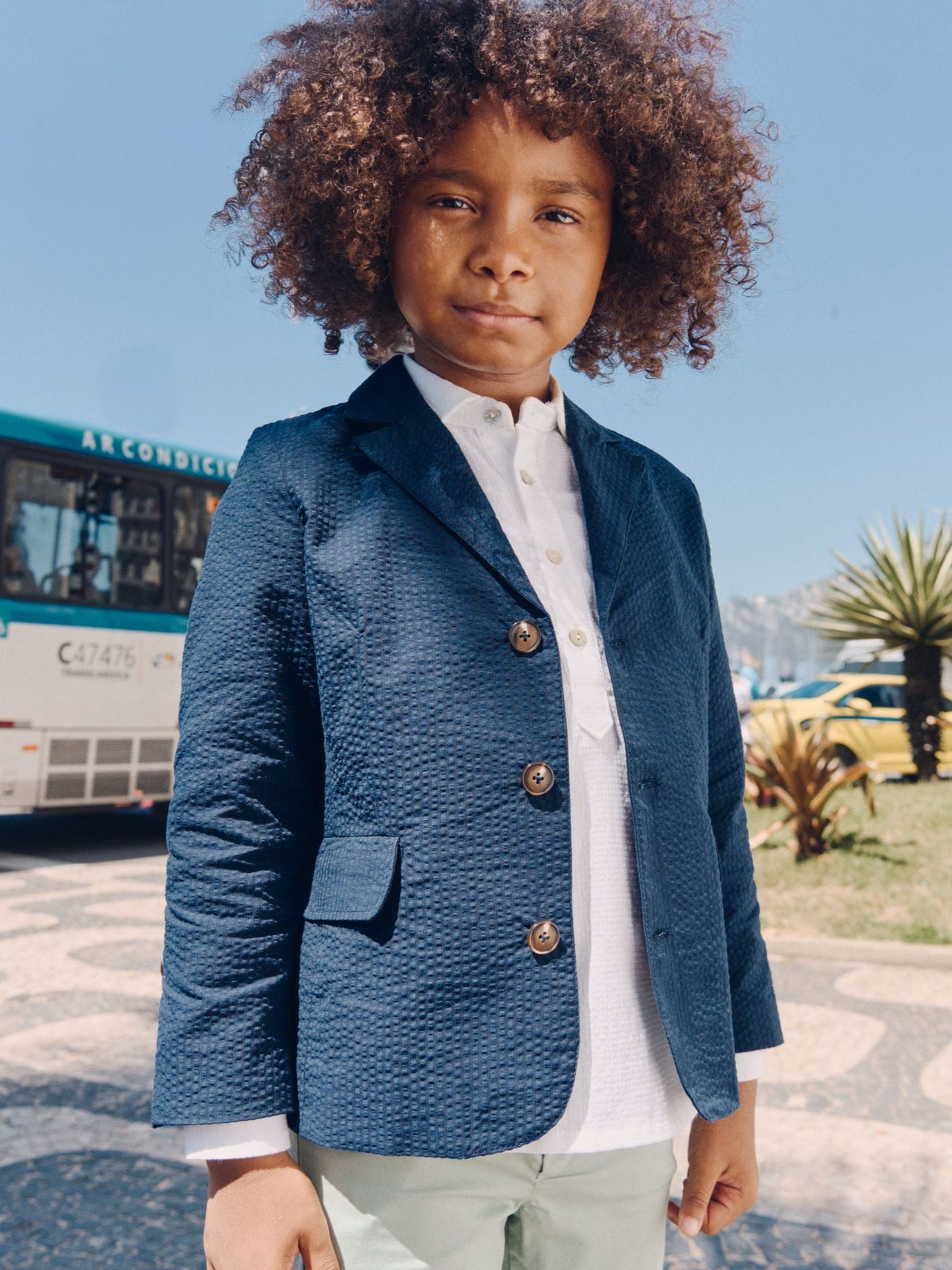 Navy Seersucker Sybil Boy Jacket