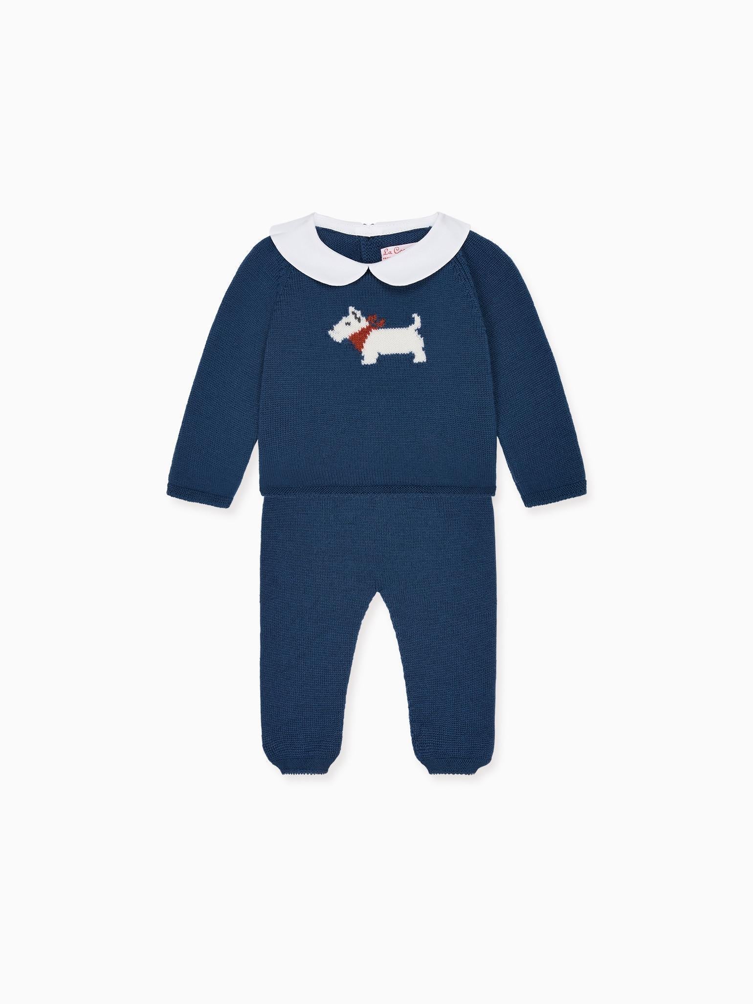 Petrol Blue Ellis Merino Baby Knitted Set