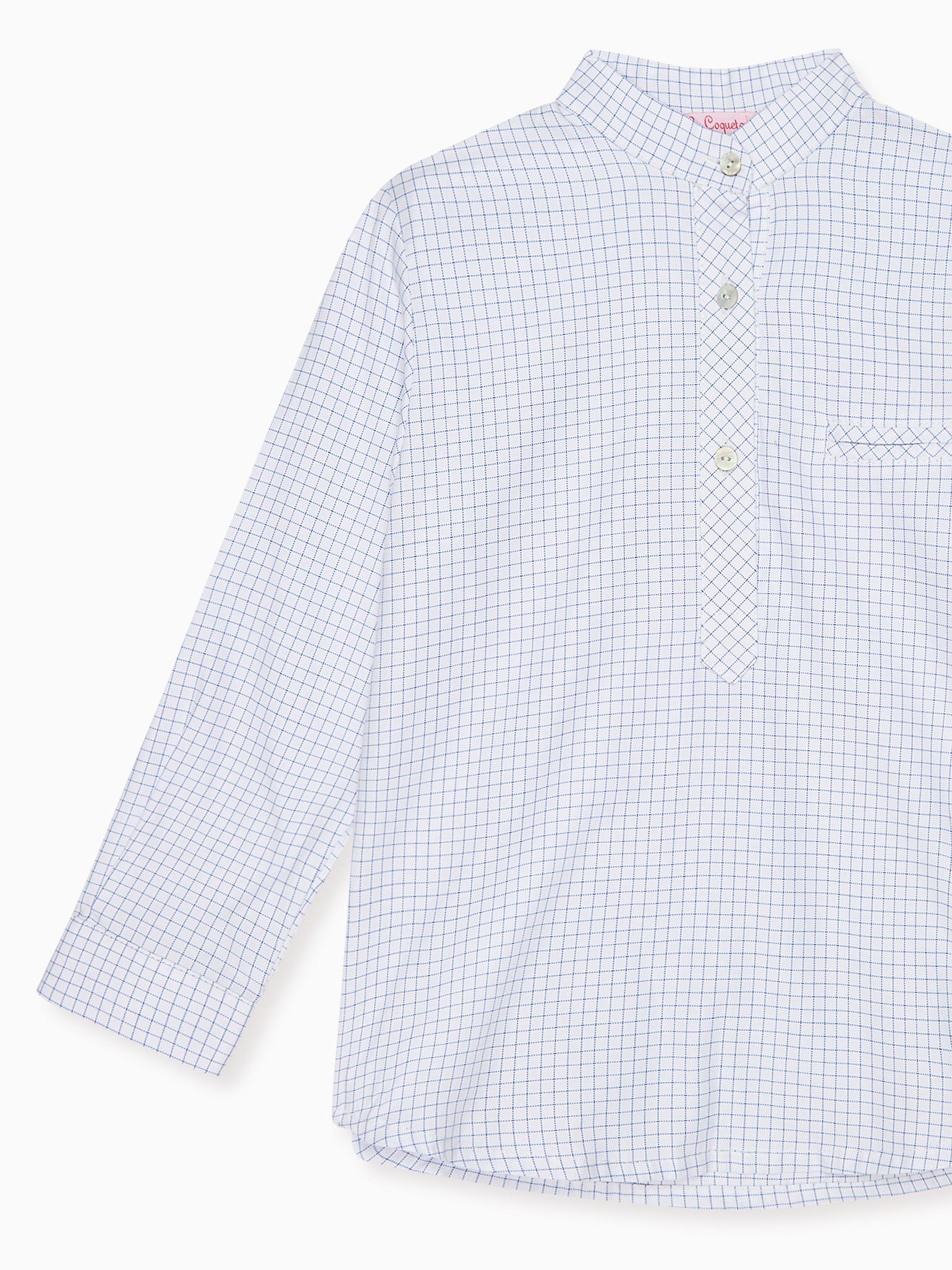 Blue Check Mateo Long Sleeve Boy Shirt