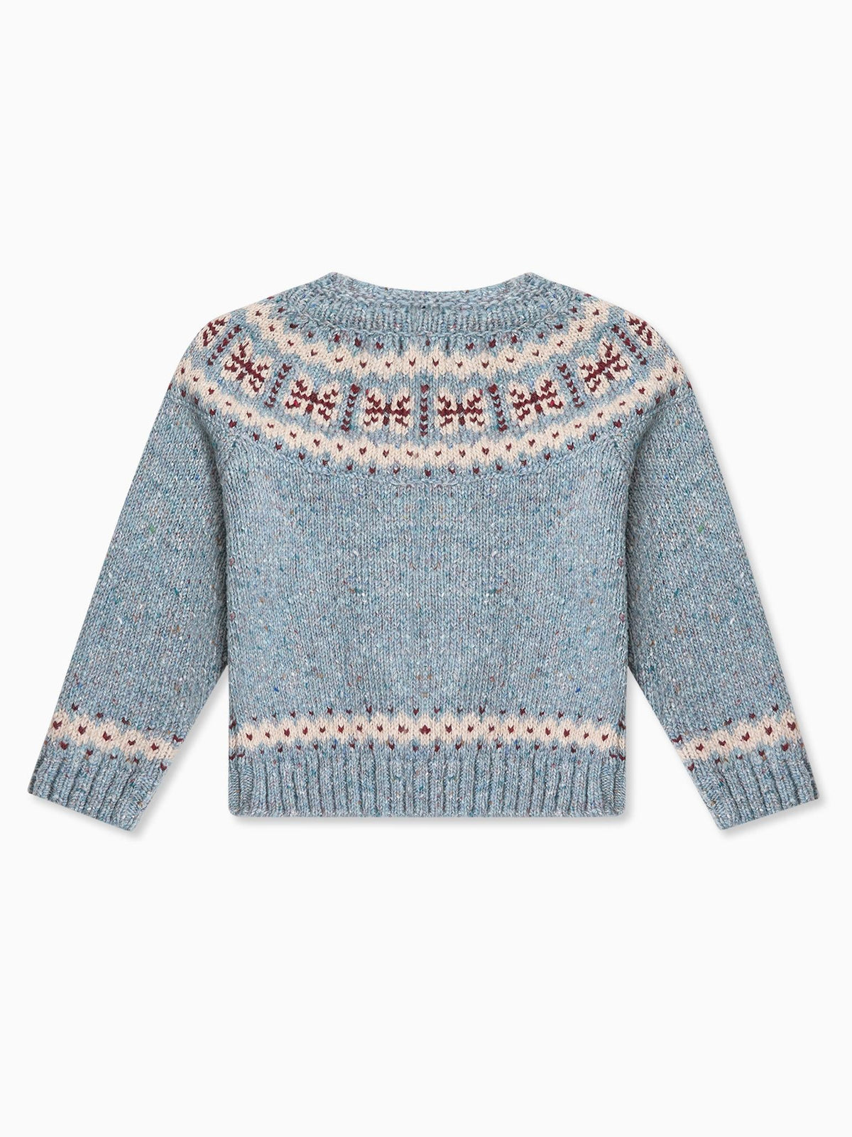 Dusty Blue Taylor Merino Fair Isle Baby Cardigan