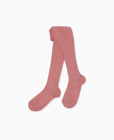 Terracotta Ribbed Kids Tights