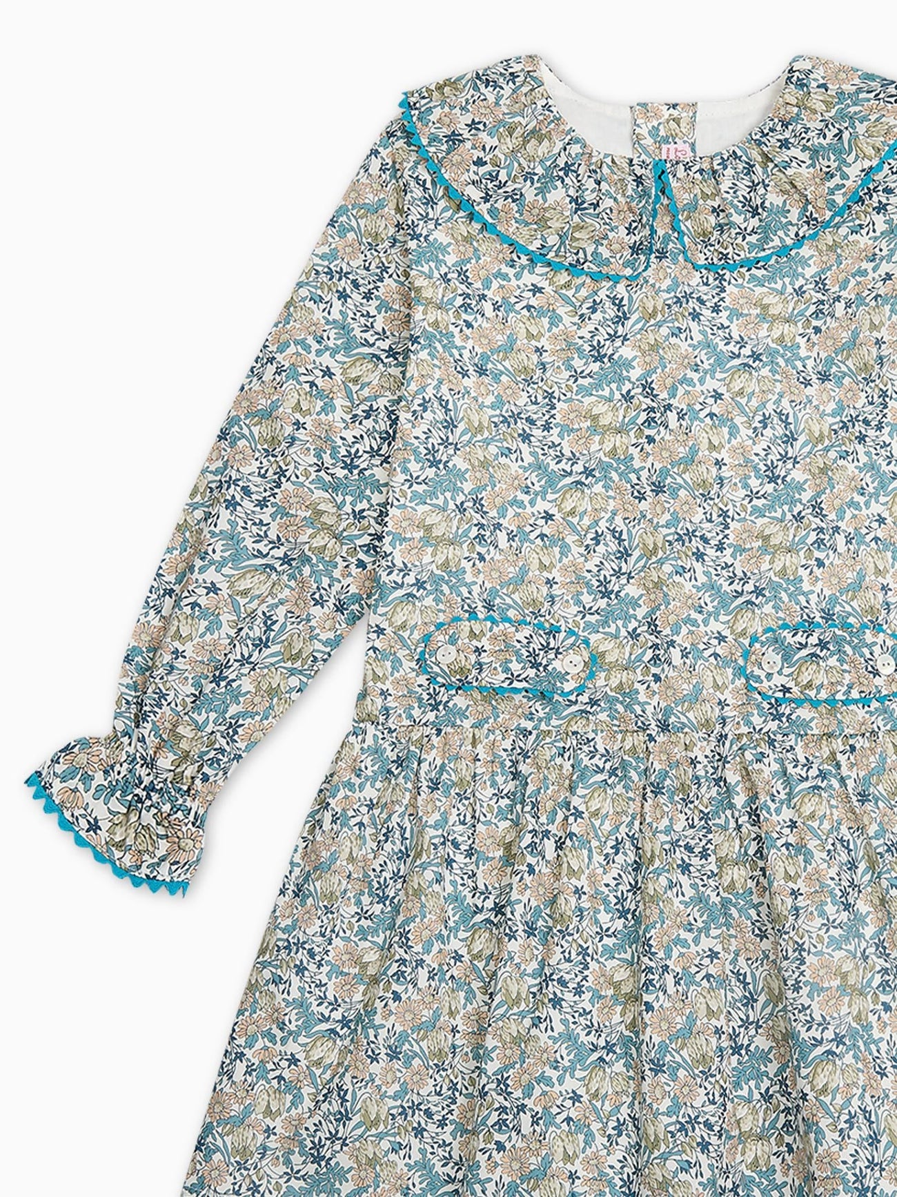 Teal Floral Tessa Made With Liberty Fabric Girl Drop Waist Dress