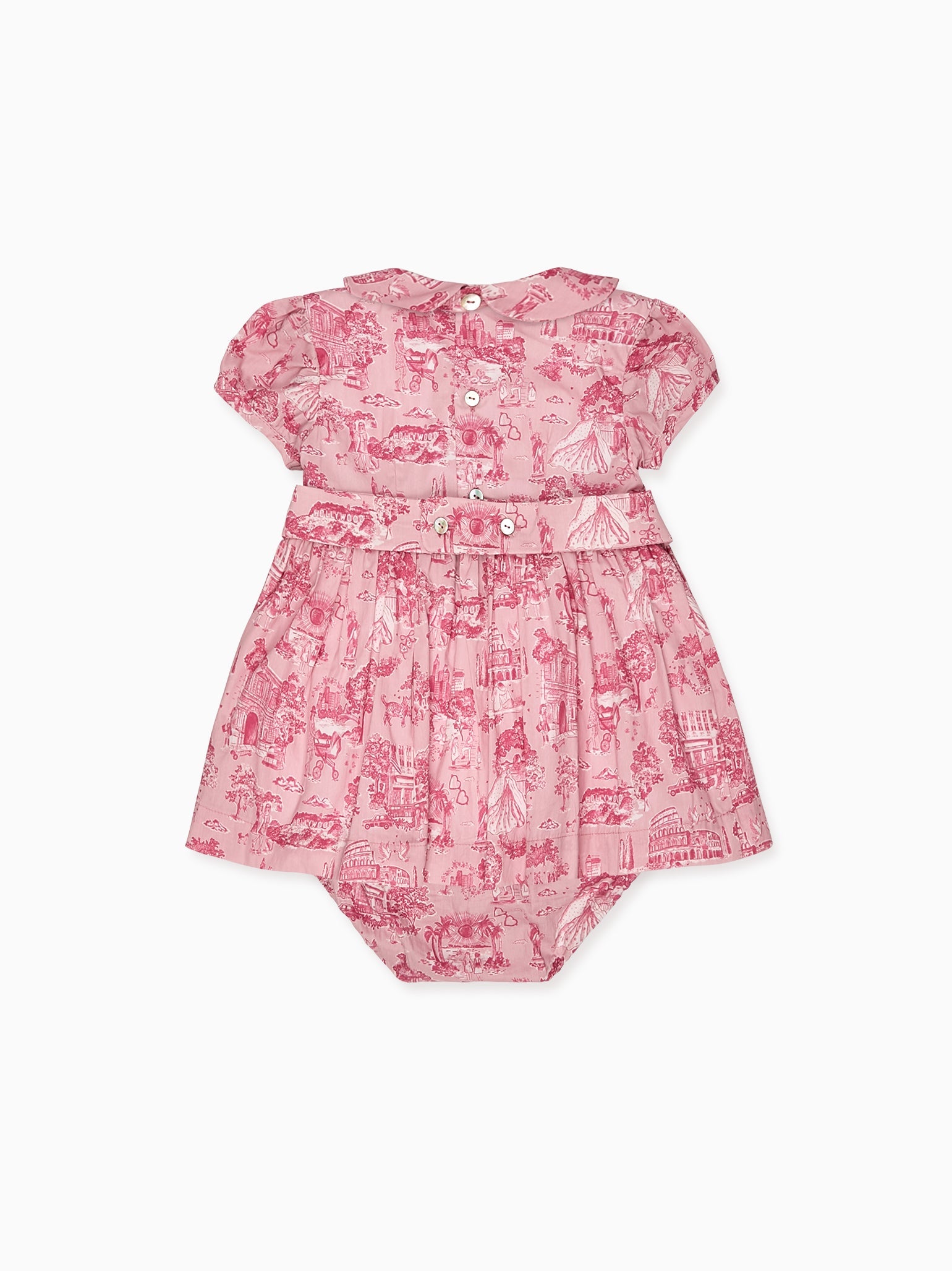 Nicky Hilton x La Coqueta Pink Toile de Jouy Theodora Baby Girl Hand-Smocked Set