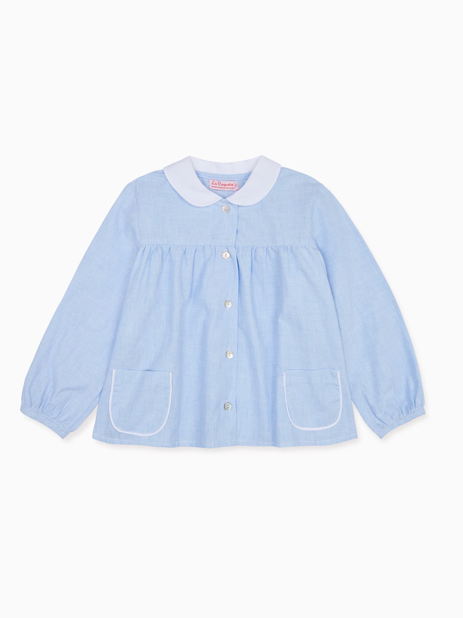 Light Blue Tino Linen Mix Baby Shirt