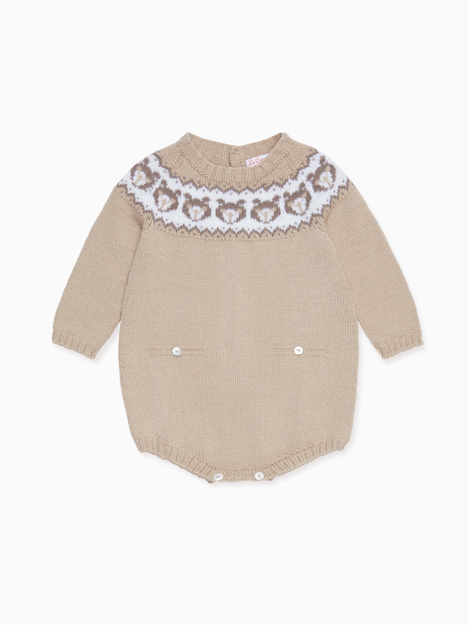 Beige Toda Merino Baby Romper