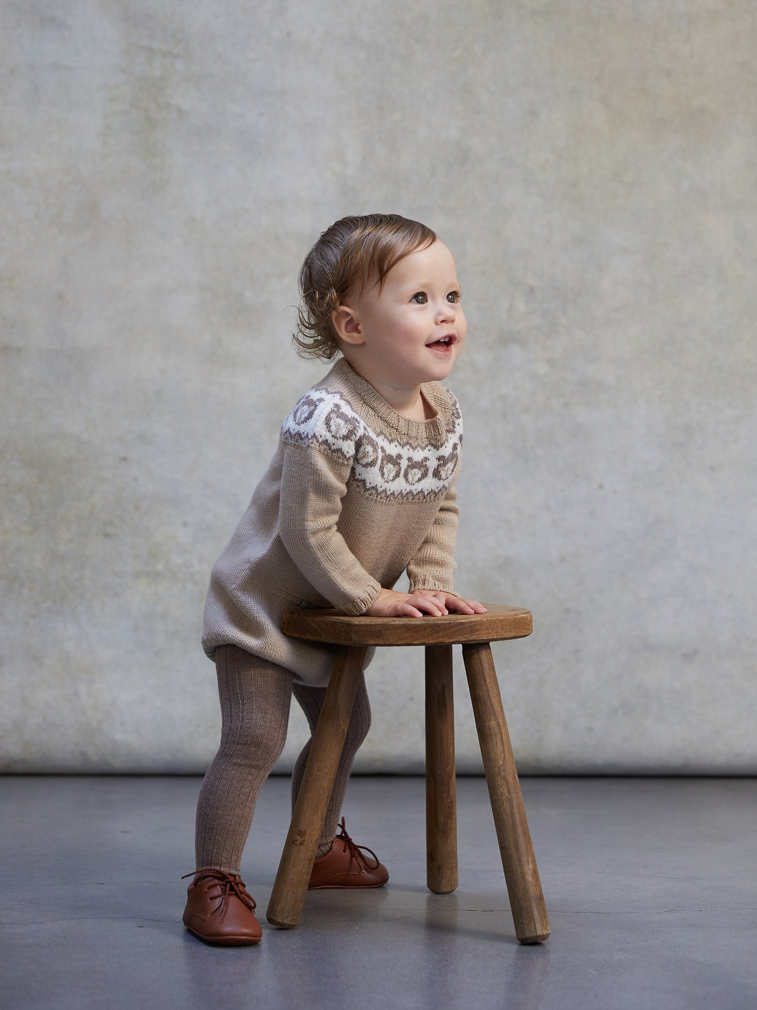 Beige Toda Merino Baby Romper