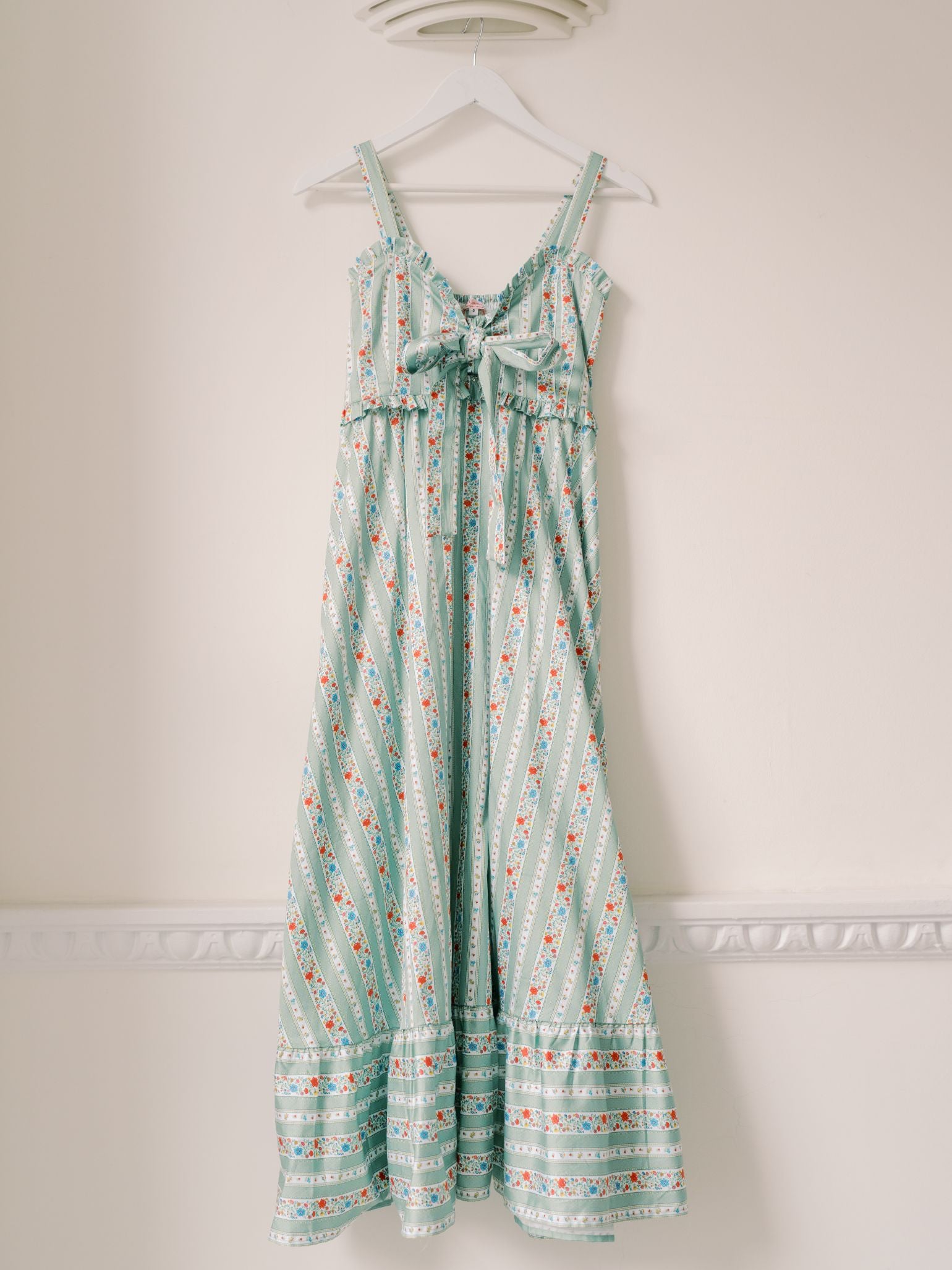Sage Floral Stripe Toledo Women Midi Dress