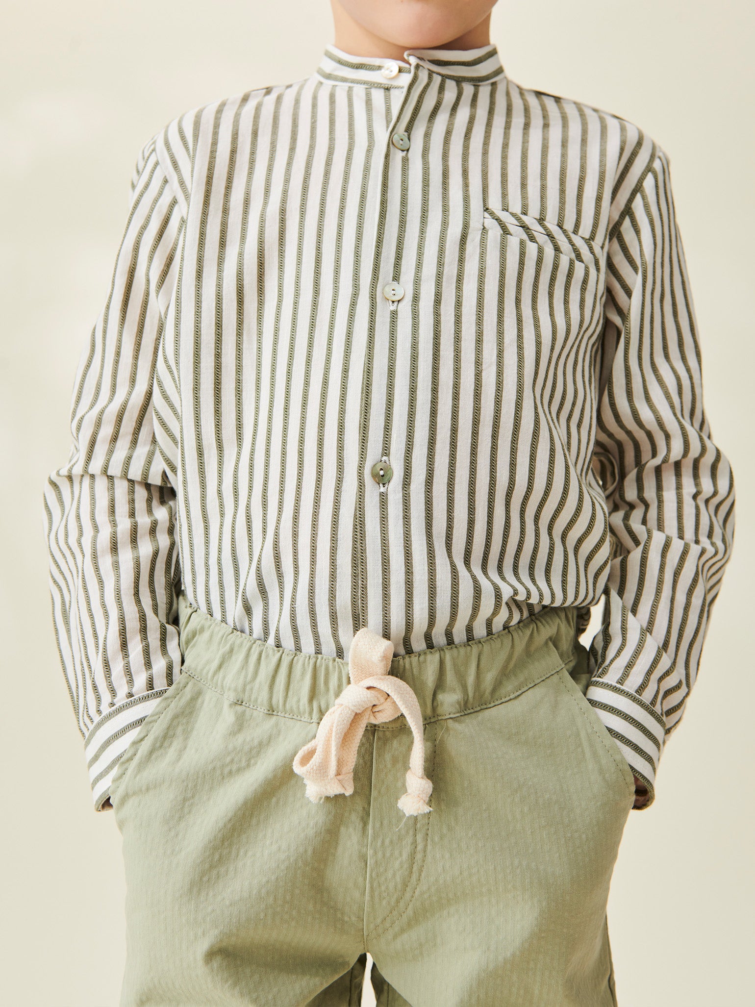 Sage Green Andreas Boy Cotton Trousers