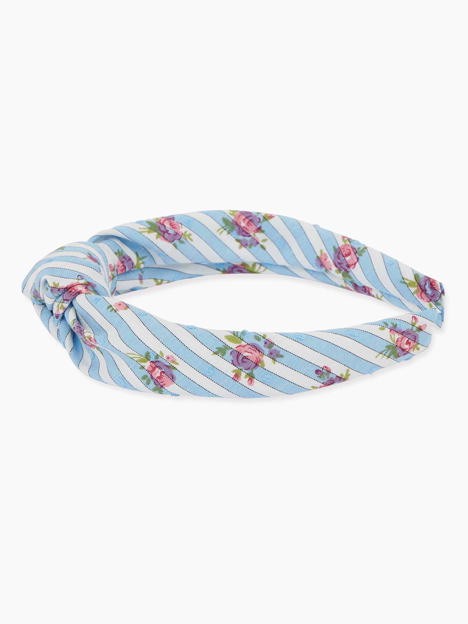 Blue Stripe Top Knot Girl Headband