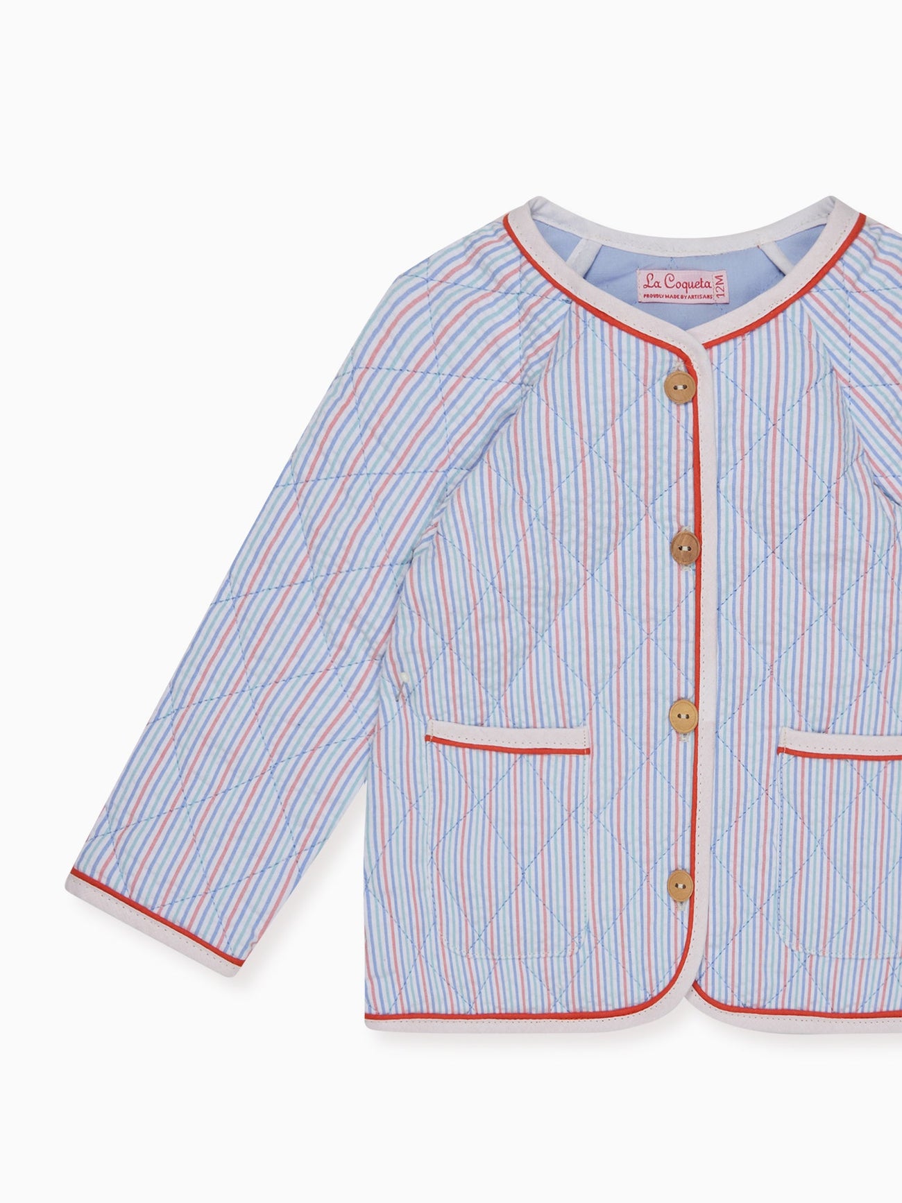 Coral Stripe Frances Baby Jacket