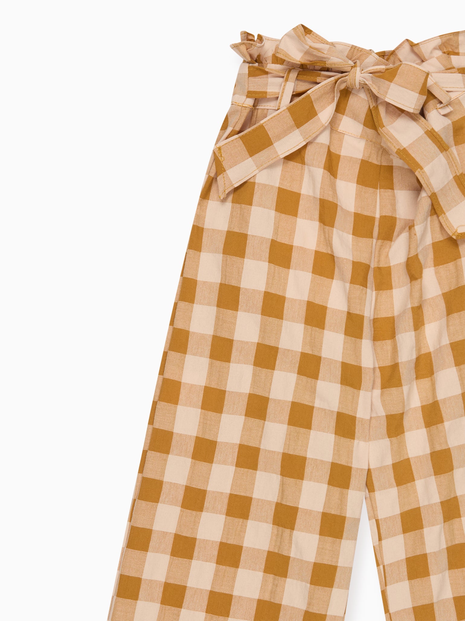 Caramel Gingham Roda Cotton Girl Trousers