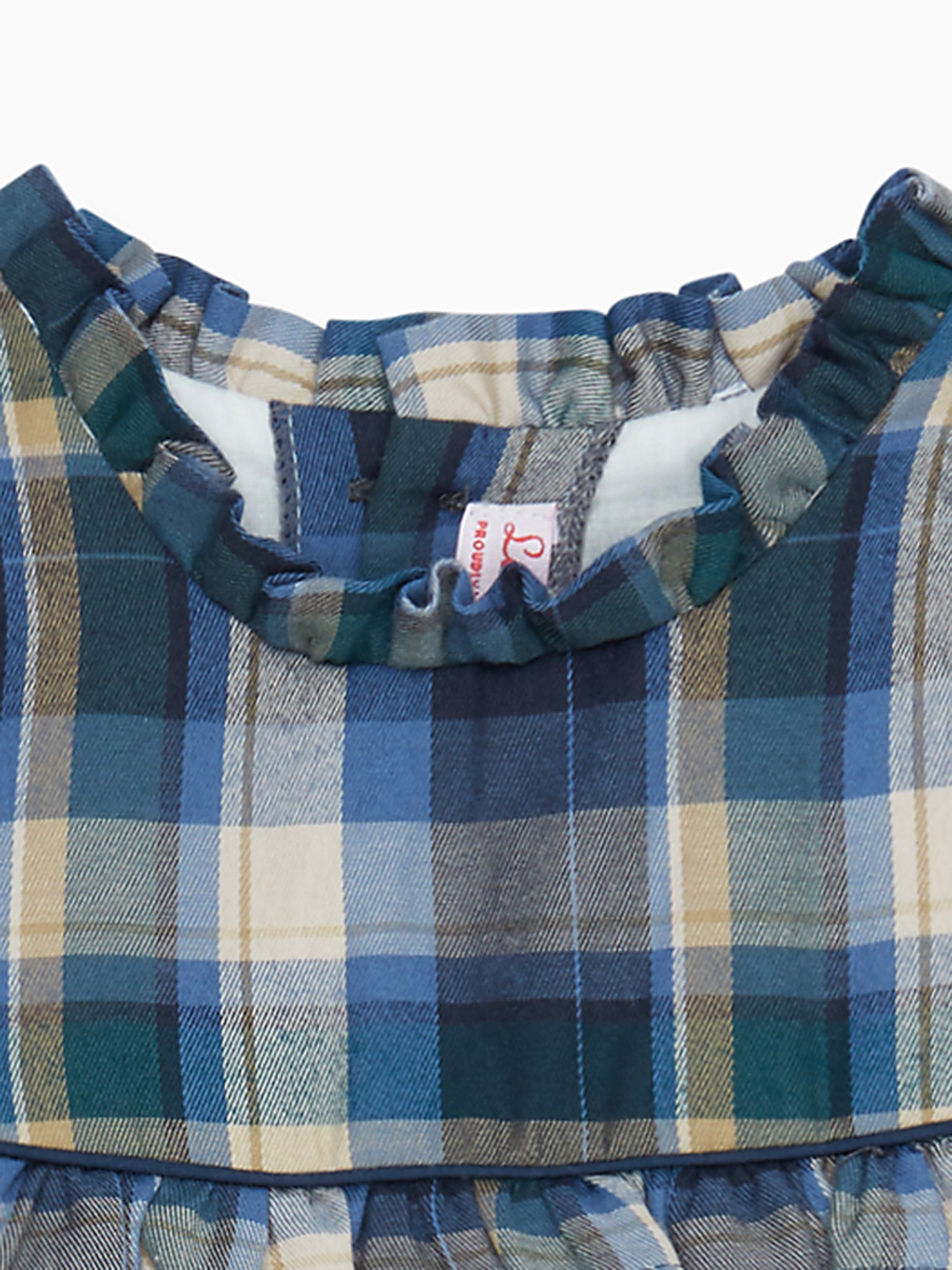 Blue Check Vela Girl A-Line Dress