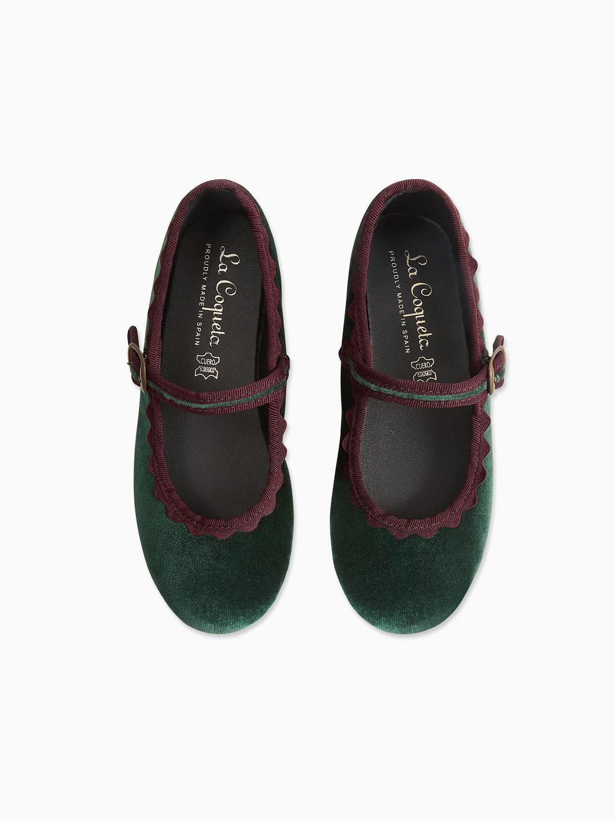 Forest Green Velvet Girl Mary Jane Shoes