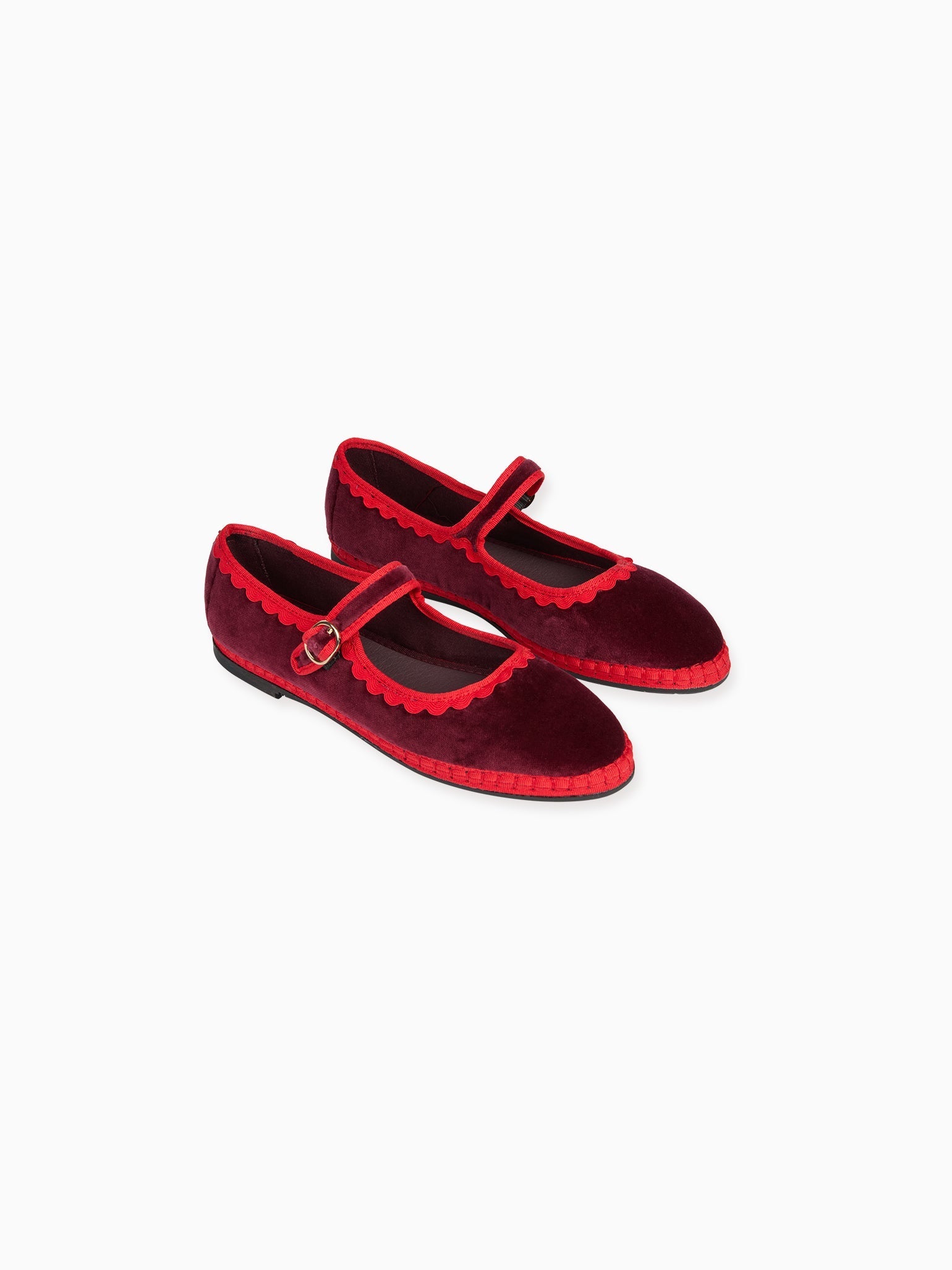 Flabelus x La Coqueta Woman Burgundy Velvet Mary Jane Shoes