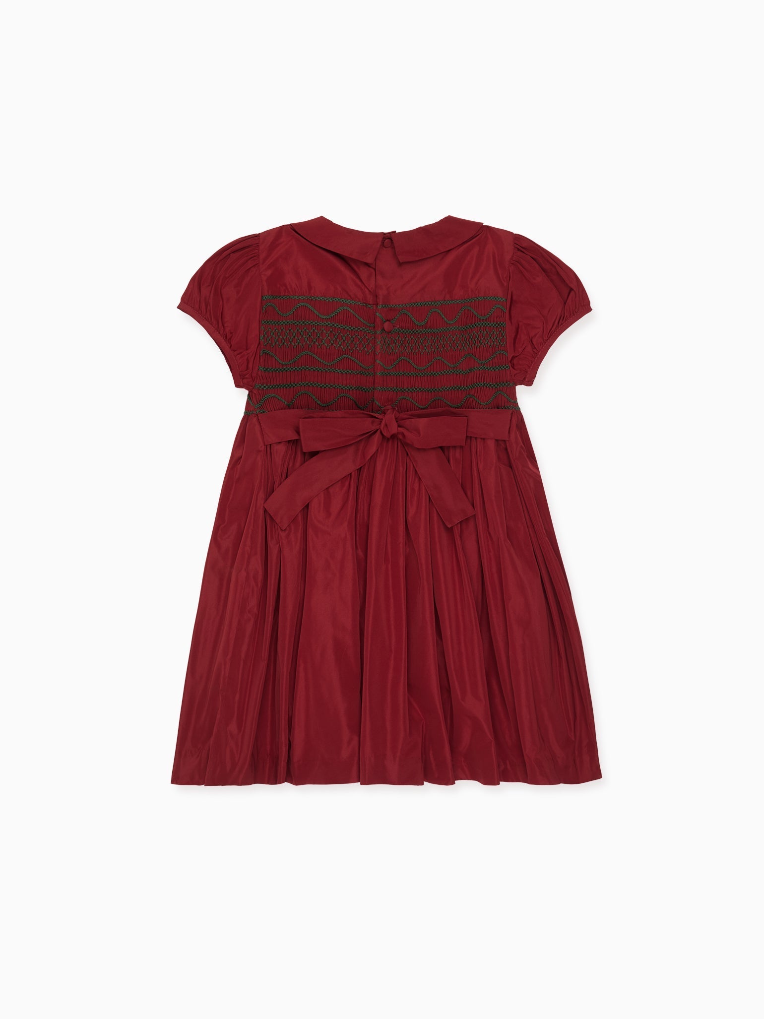 Burgundy Victoria Taffeta Girl Hand-Smocked Dress