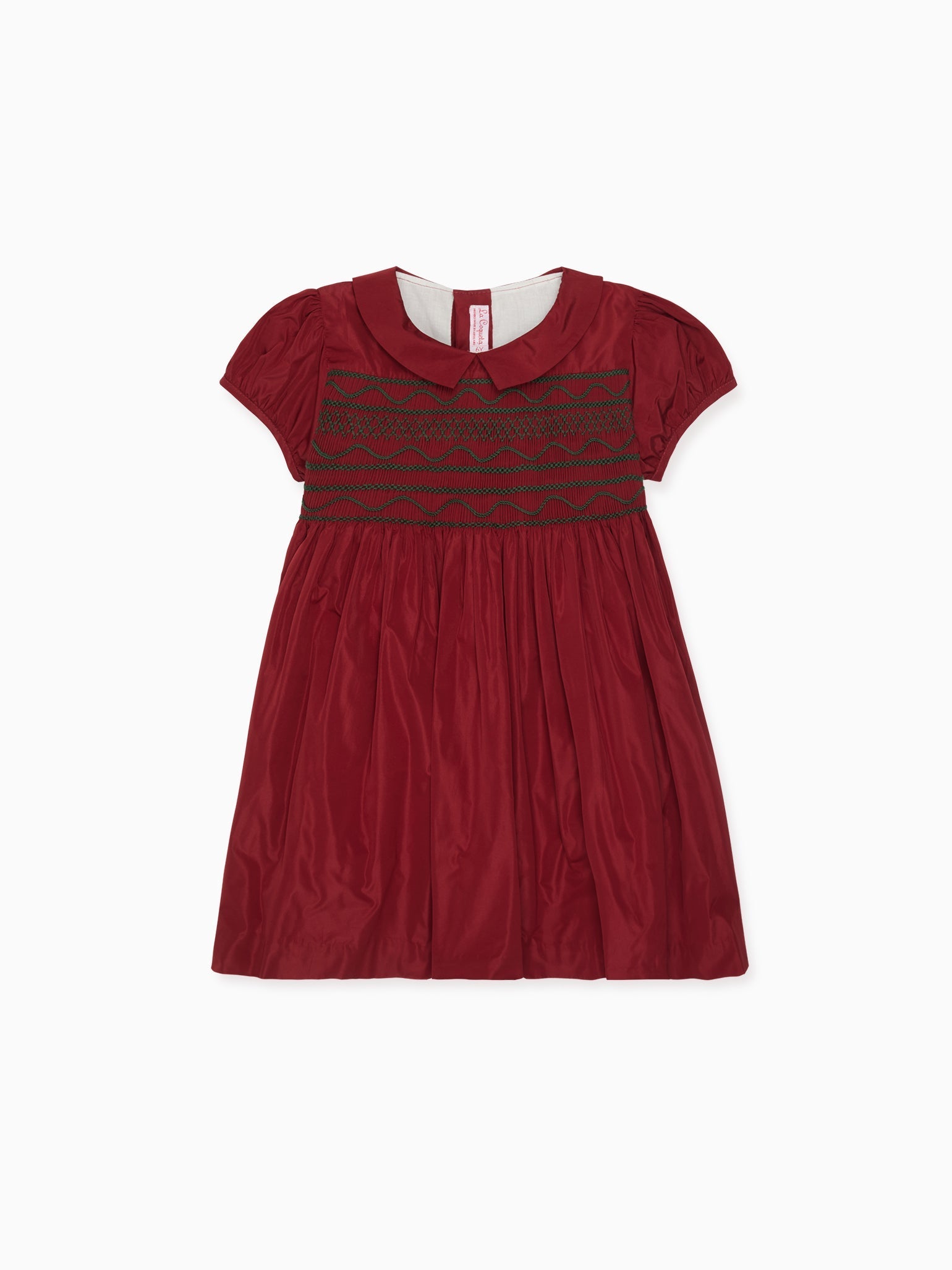 Burgundy Victoria Taffeta Girl Hand-Smocked Dress