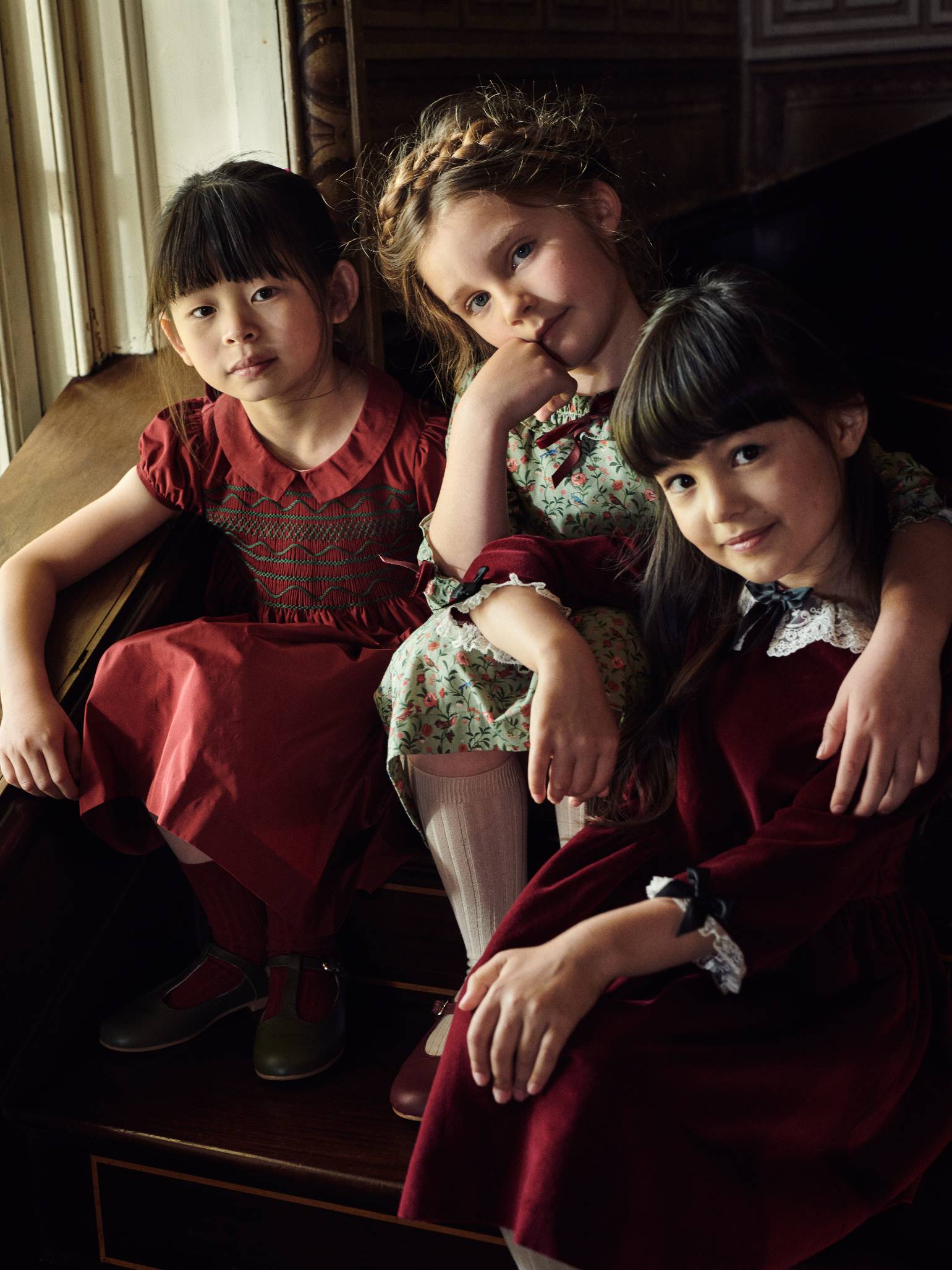 Burgundy Eva Velvet Girl Dress