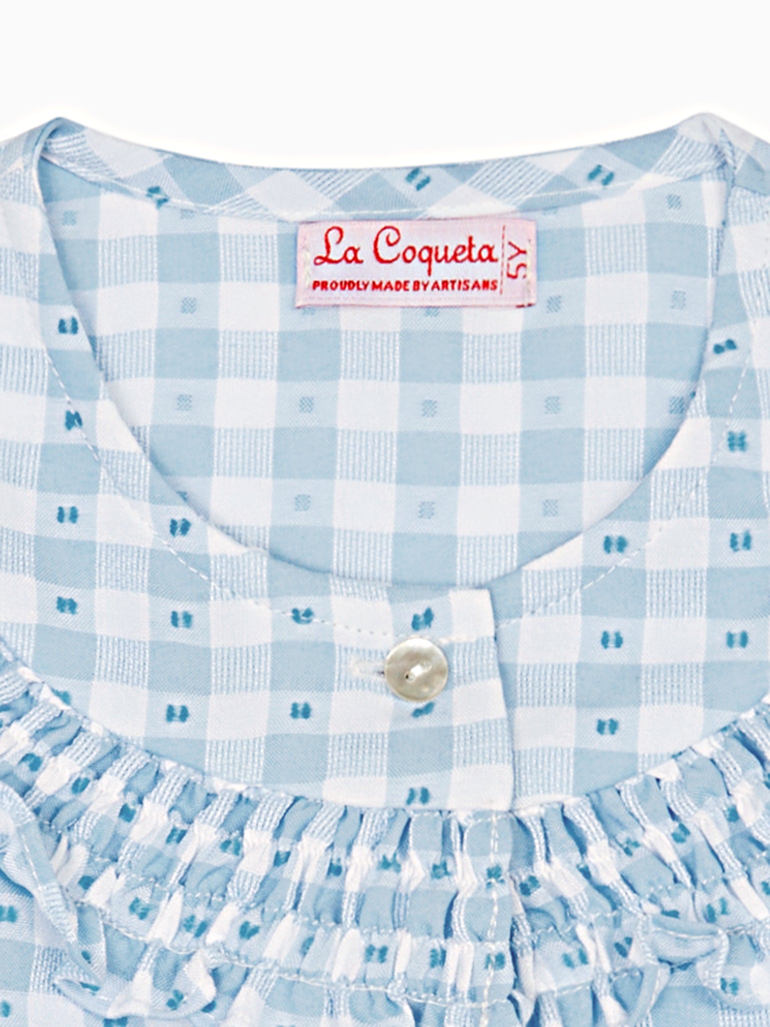 Blue Gingham Violeta Girl Smock Shirt