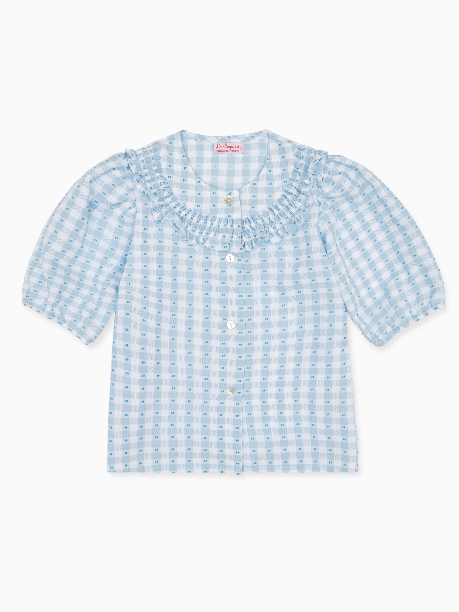Blue Gingham Violeta Girl Smock Shirt