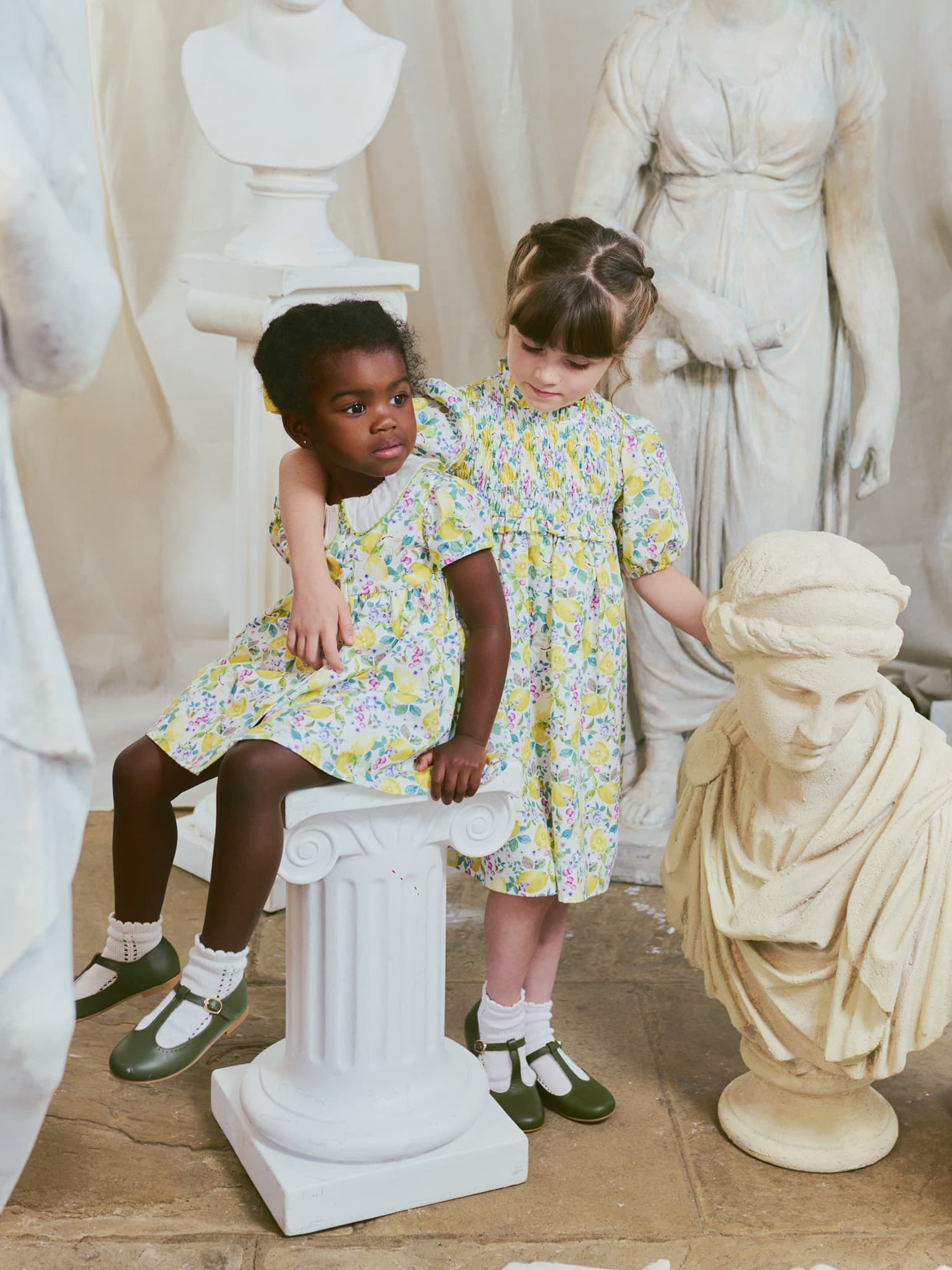 Yellow Lemons Florita Girl Smock Dress