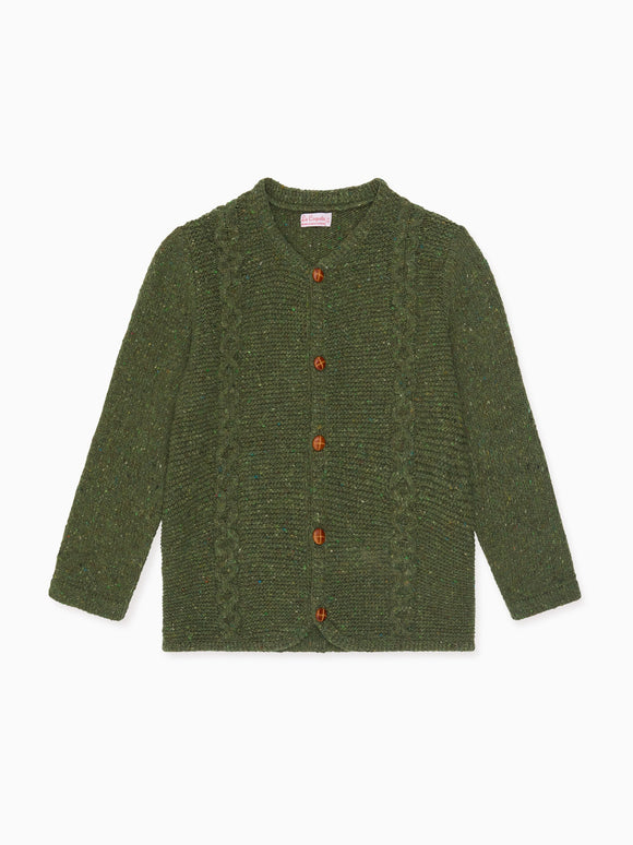Olive Green Zas Merino Boy Cardigan