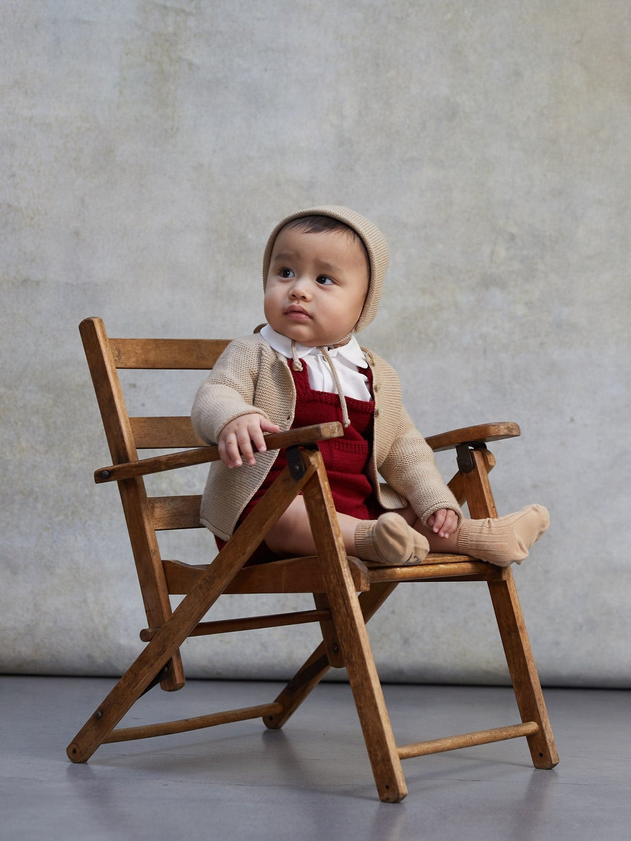 Burgundy Zavier Merino Baby Dungarees