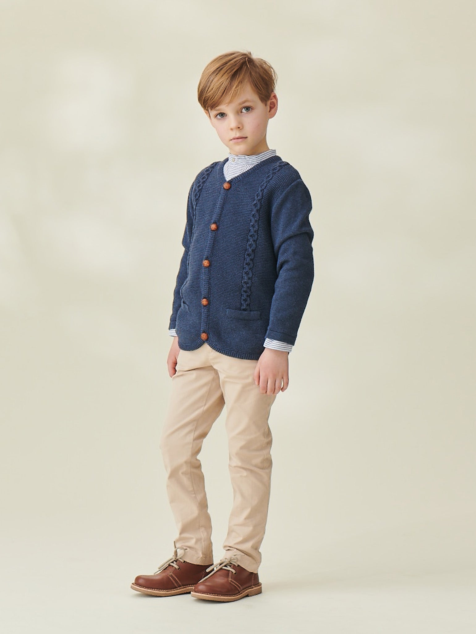 Navy Zas Boy Cotton Cardigan