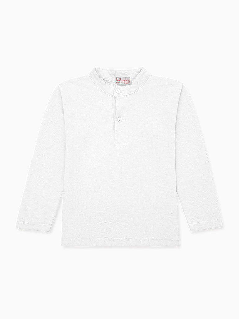 boys long sleeve white polo