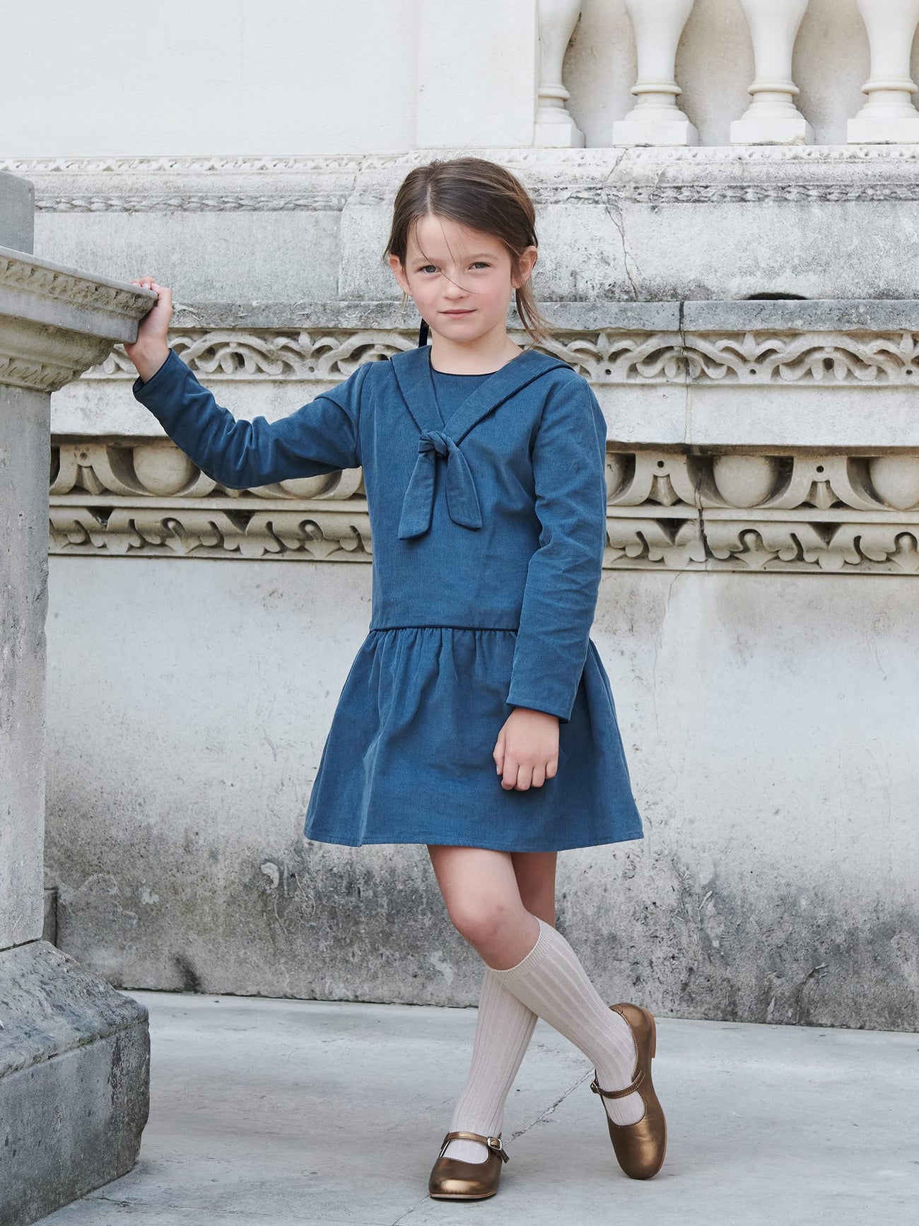 Dusty Blue Aranda Girl Sailor Dress