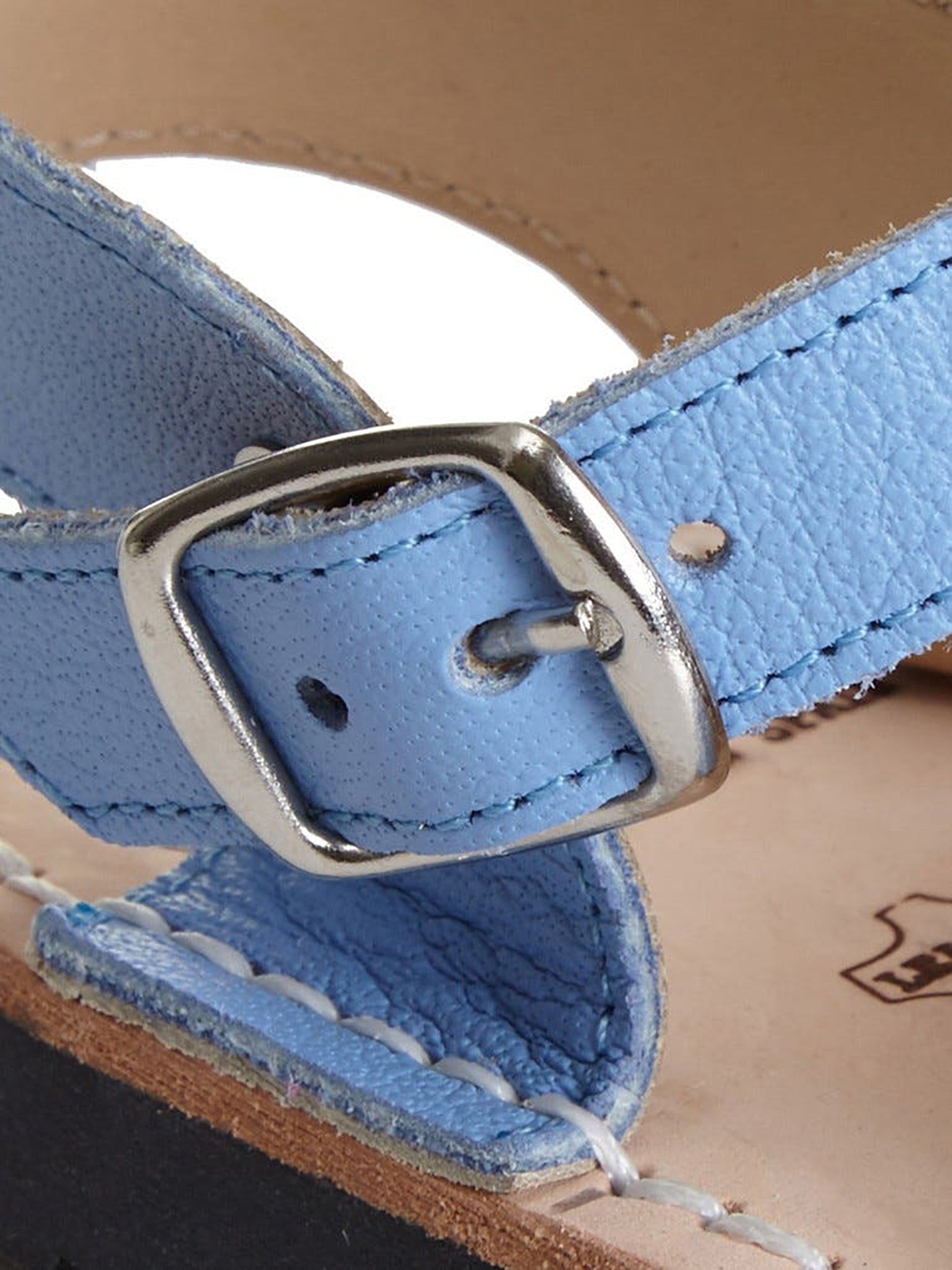 Dusty Blue Avarca Leather Kids Sandals