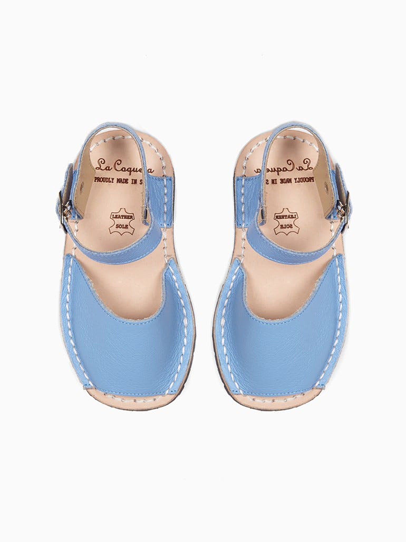 Dusty Blue Avarca Leather Kids Sandals