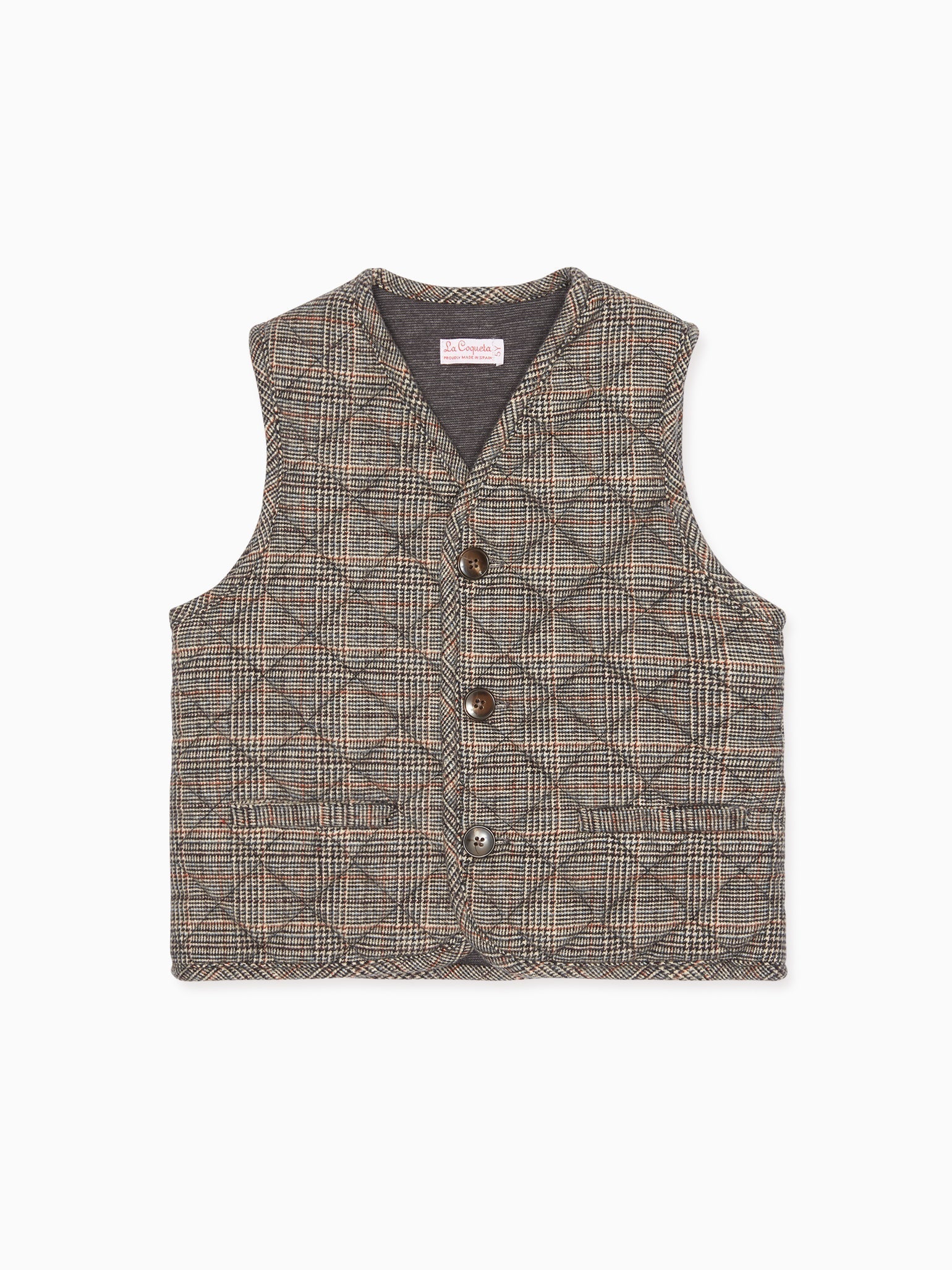 Brown Tweed Caza Sleeveless Jacket