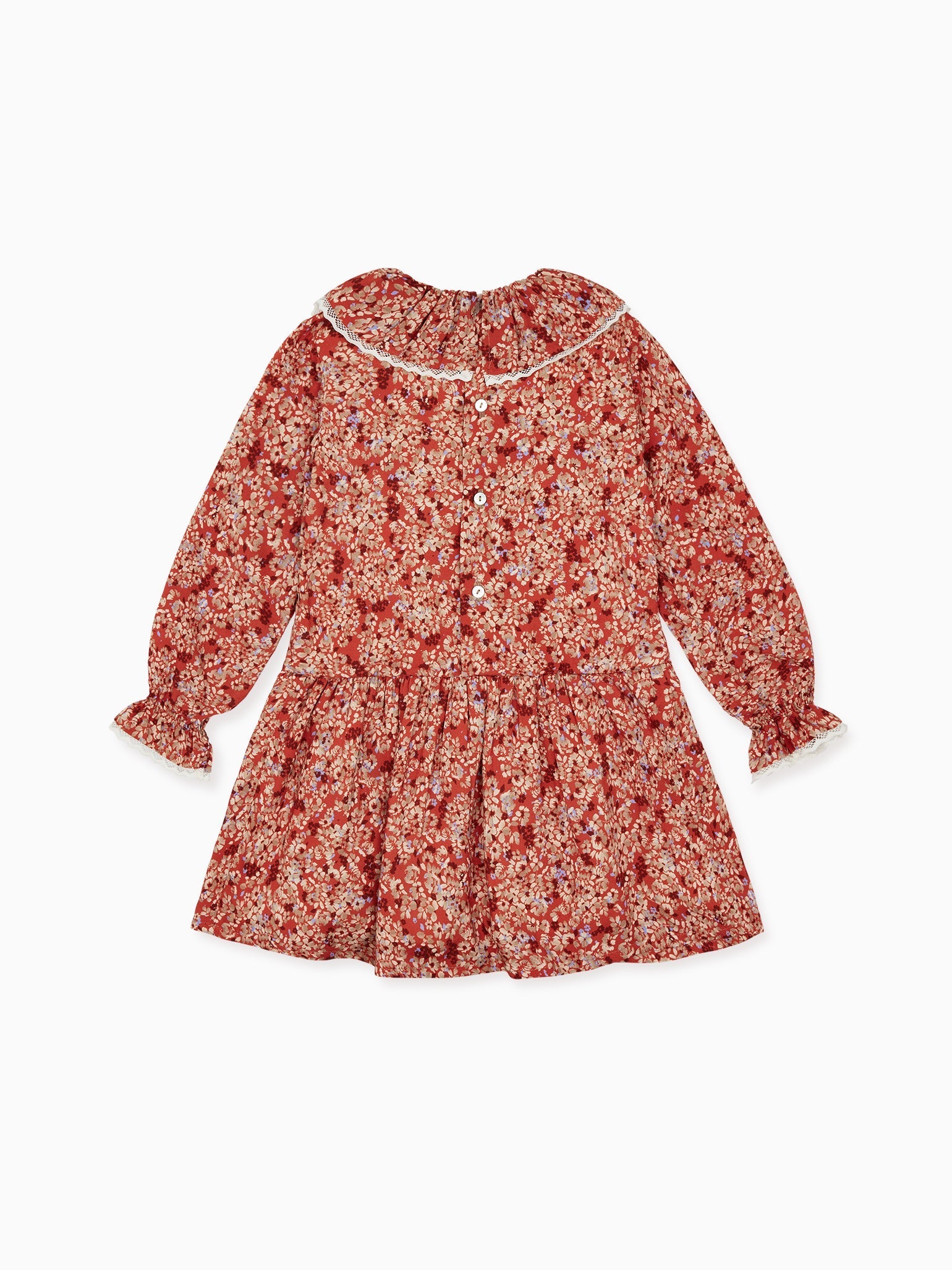 Terracotta Floral Chloe Girl Drop Waist Dress