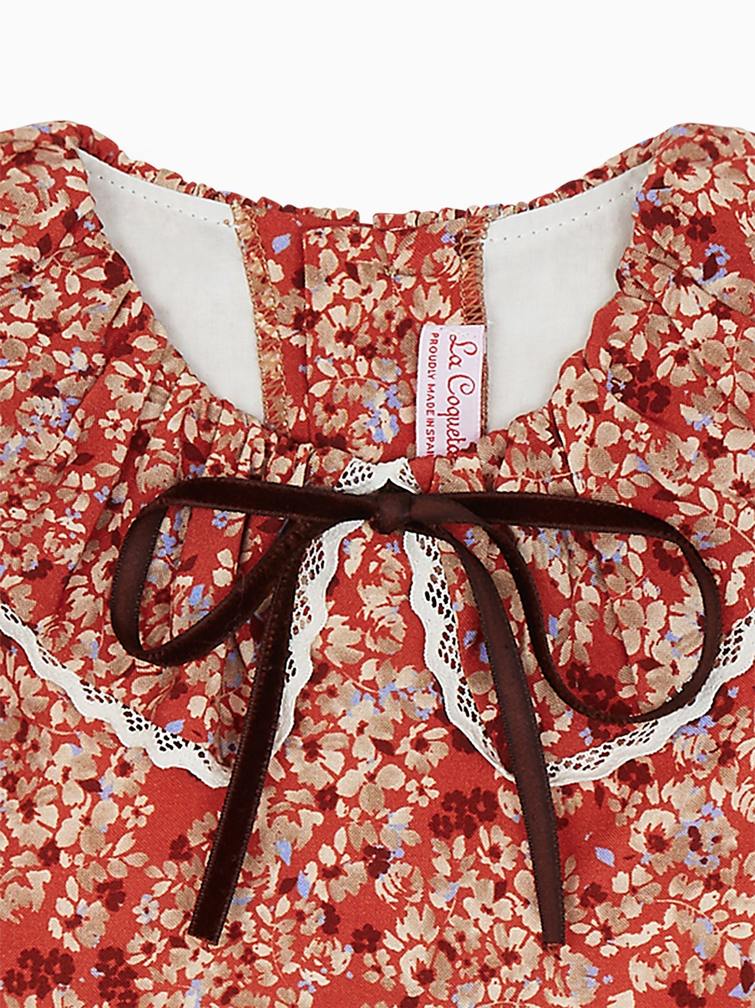 Terracotta Floral Chloe Girl Drop Waist Dress