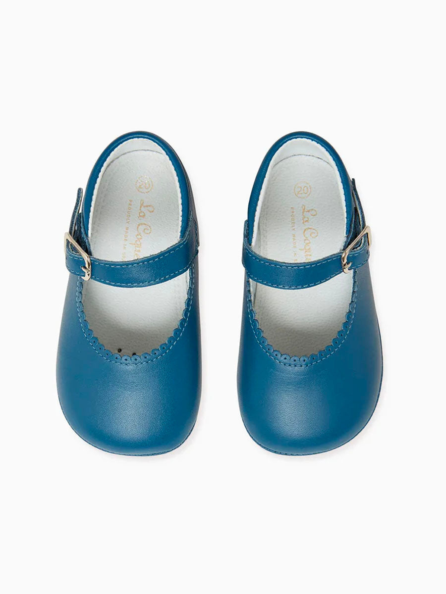 Cobalt Leather Baby Mary Jane Shoes