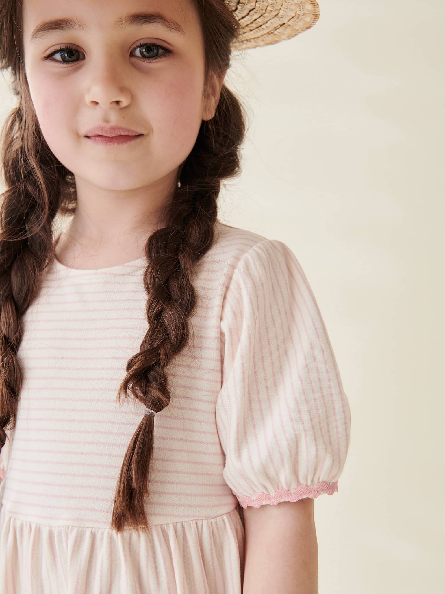Dusty Pink Stripe Elea Girl Dress