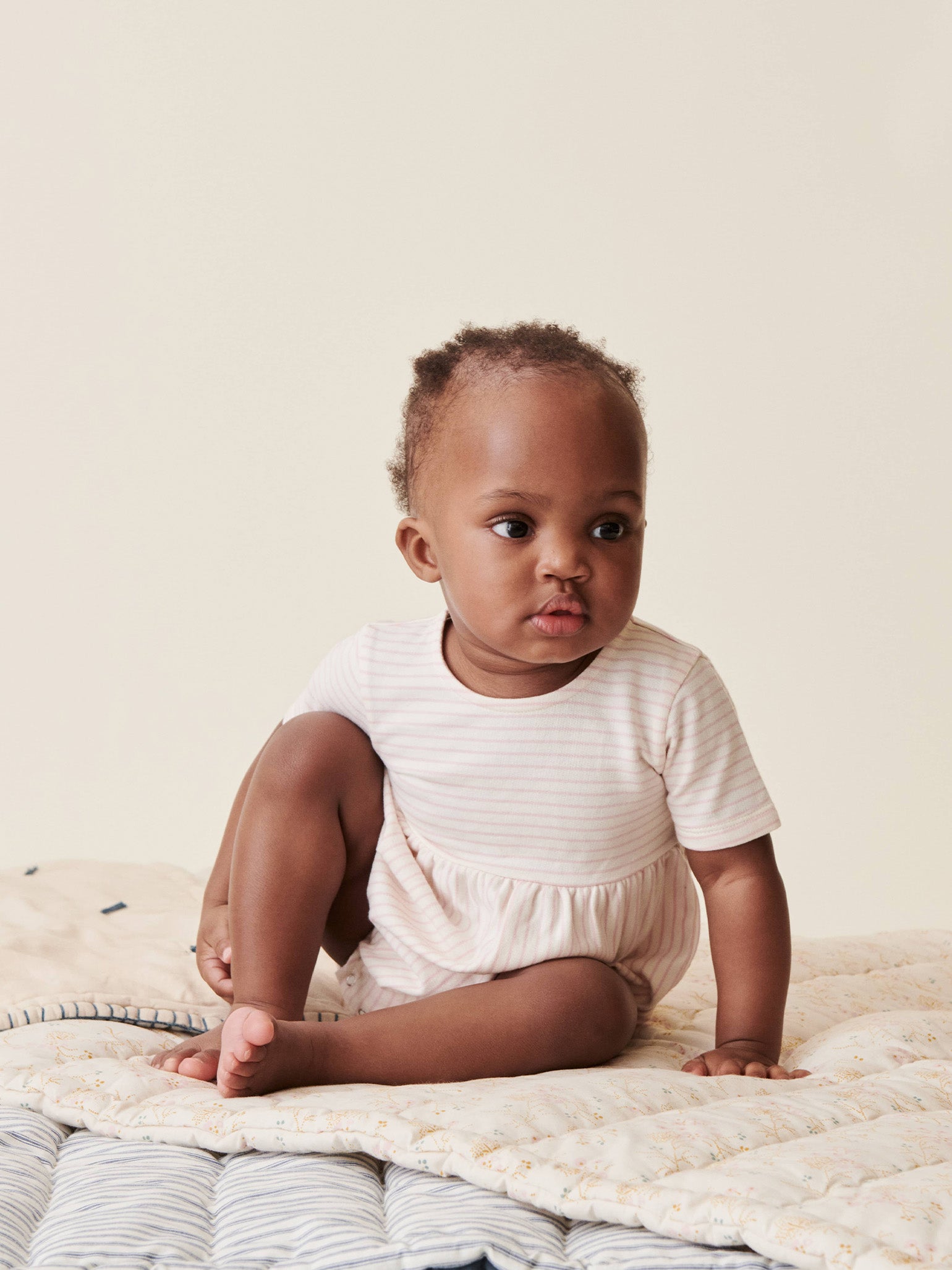 Dusty Pink Stripe Joanna Baby Girl Romper