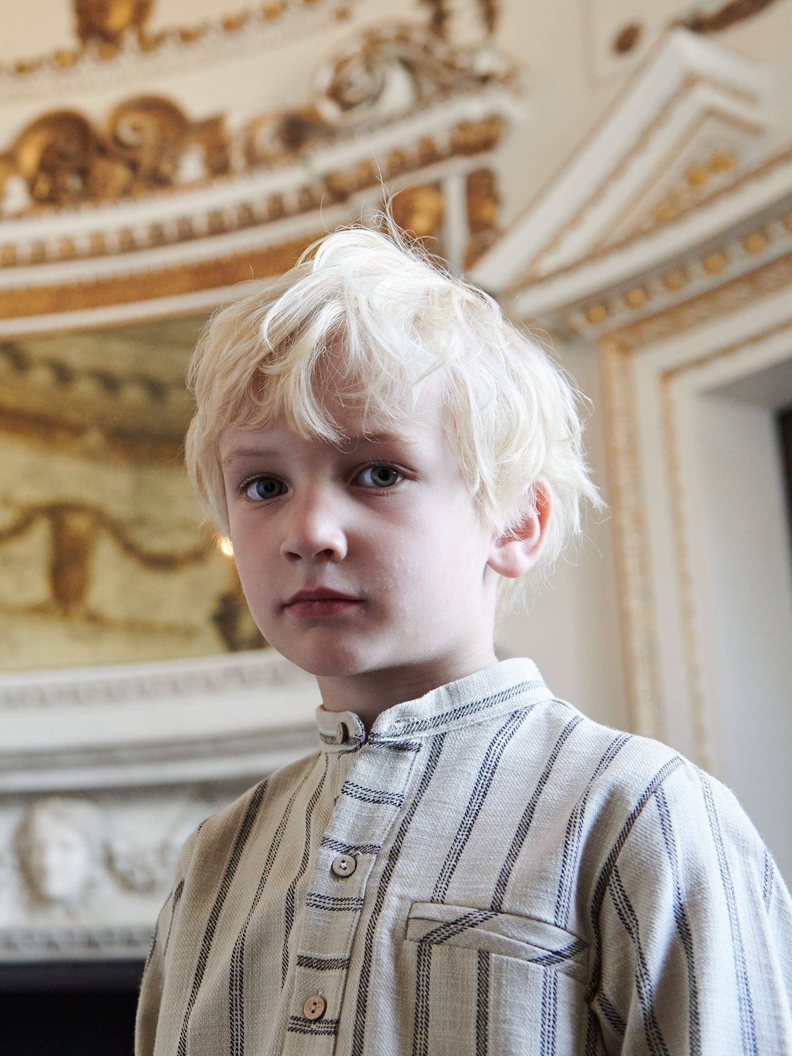 Grey Stripe Mateo Long Sleeve Boy Shirt