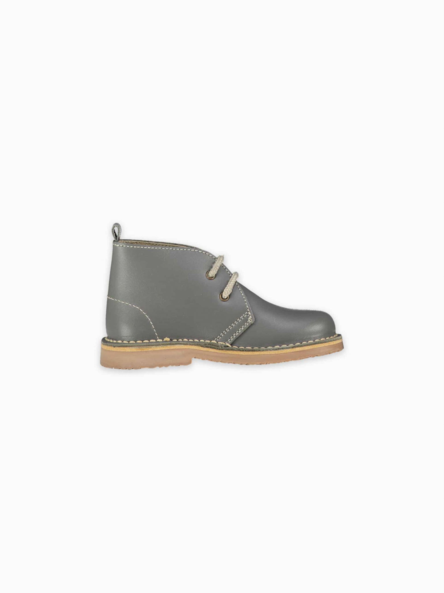 Grey Leather Kids Desert Boots