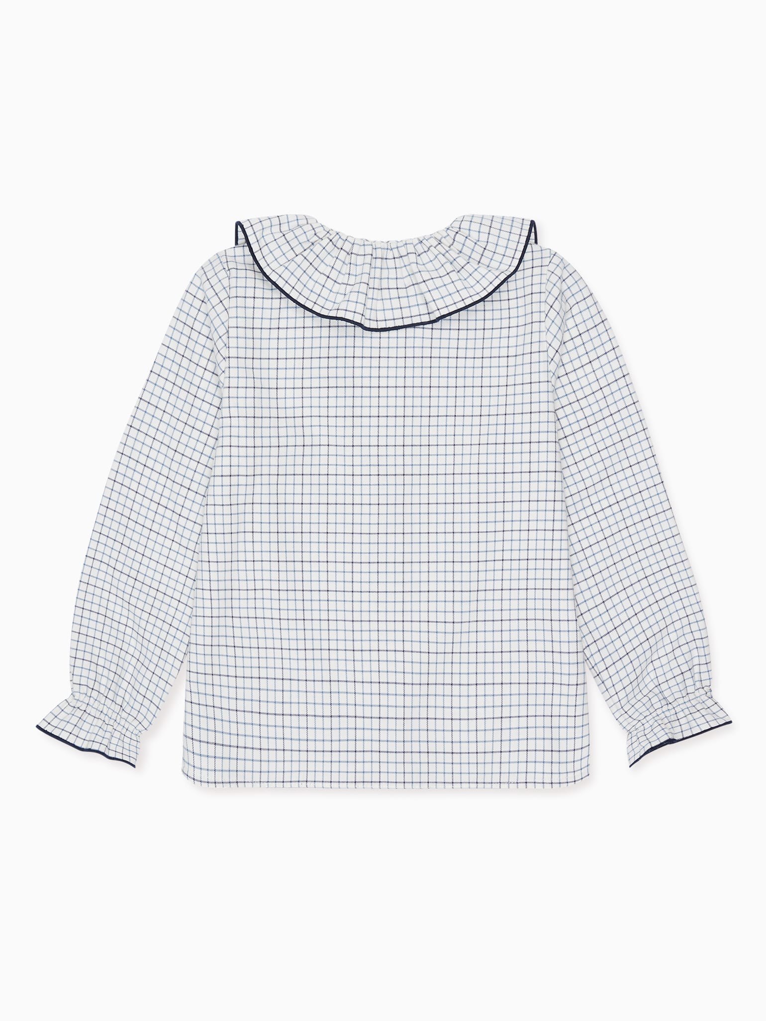 Navy Check Pinia Long Sleeve Girl Shirt