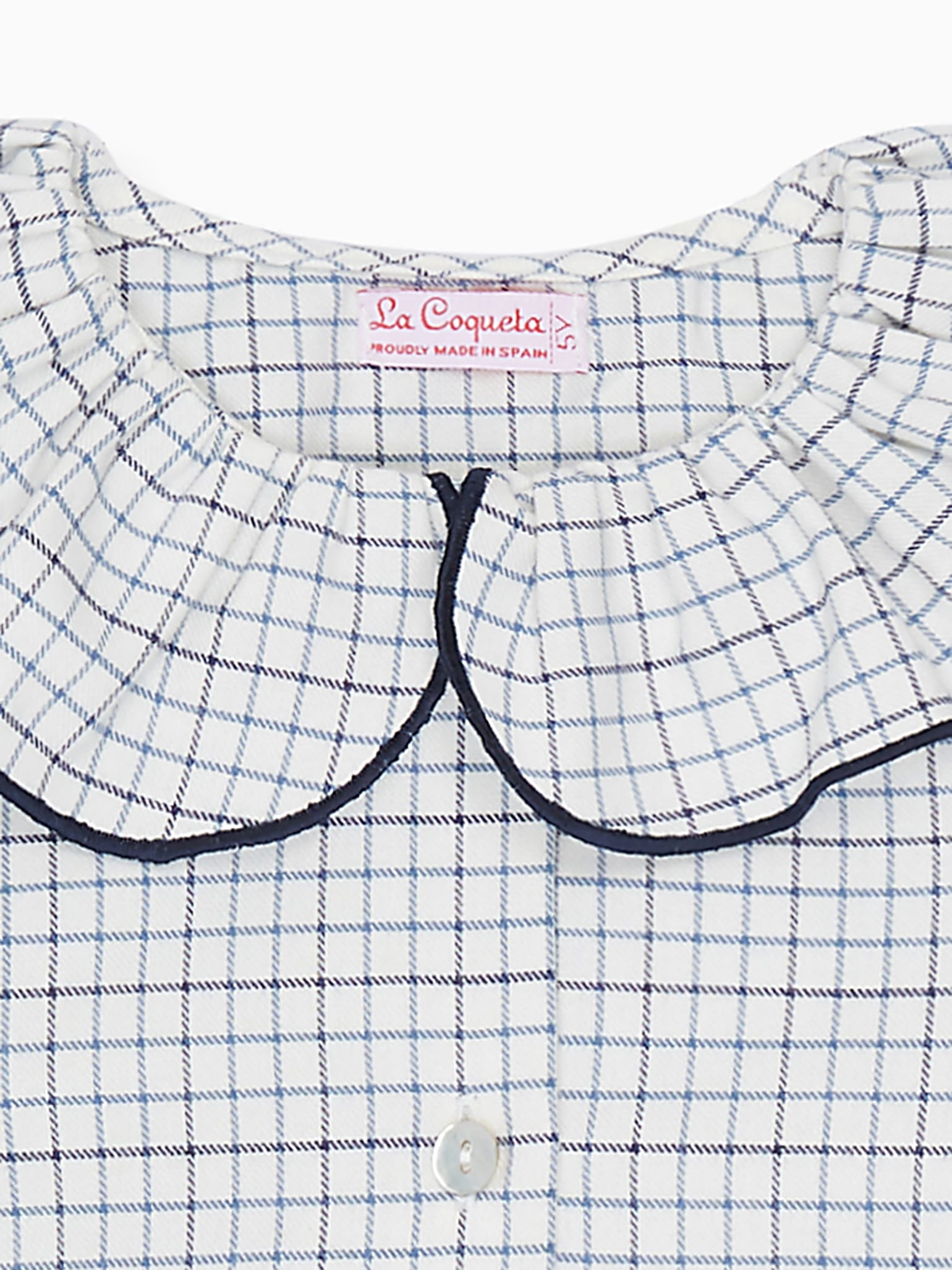 Navy Check Pinia Long Sleeve Girl Shirt