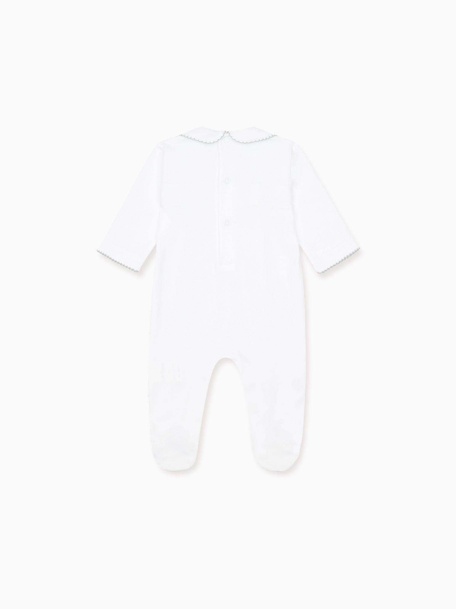White Remo Smock Baby Sleepsuit
