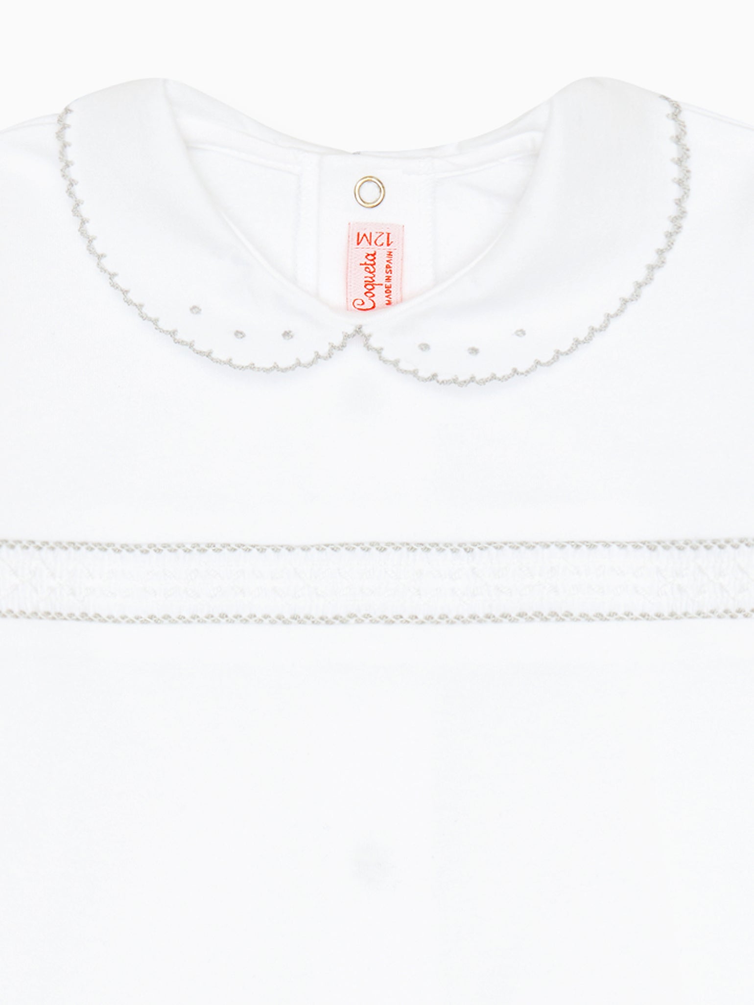 White Remo Smock Baby Sleepsuit