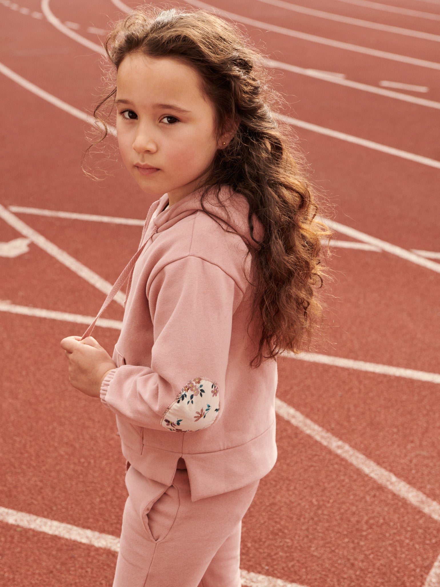 Dusty Pink Serena Hooded Long Sleeve Girl Sweatshirt