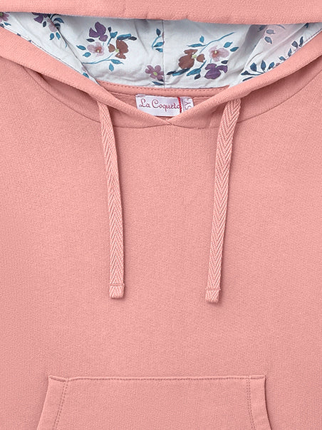 Dusty Pink Serena Hooded Long Sleeve Girl Sweatshirt