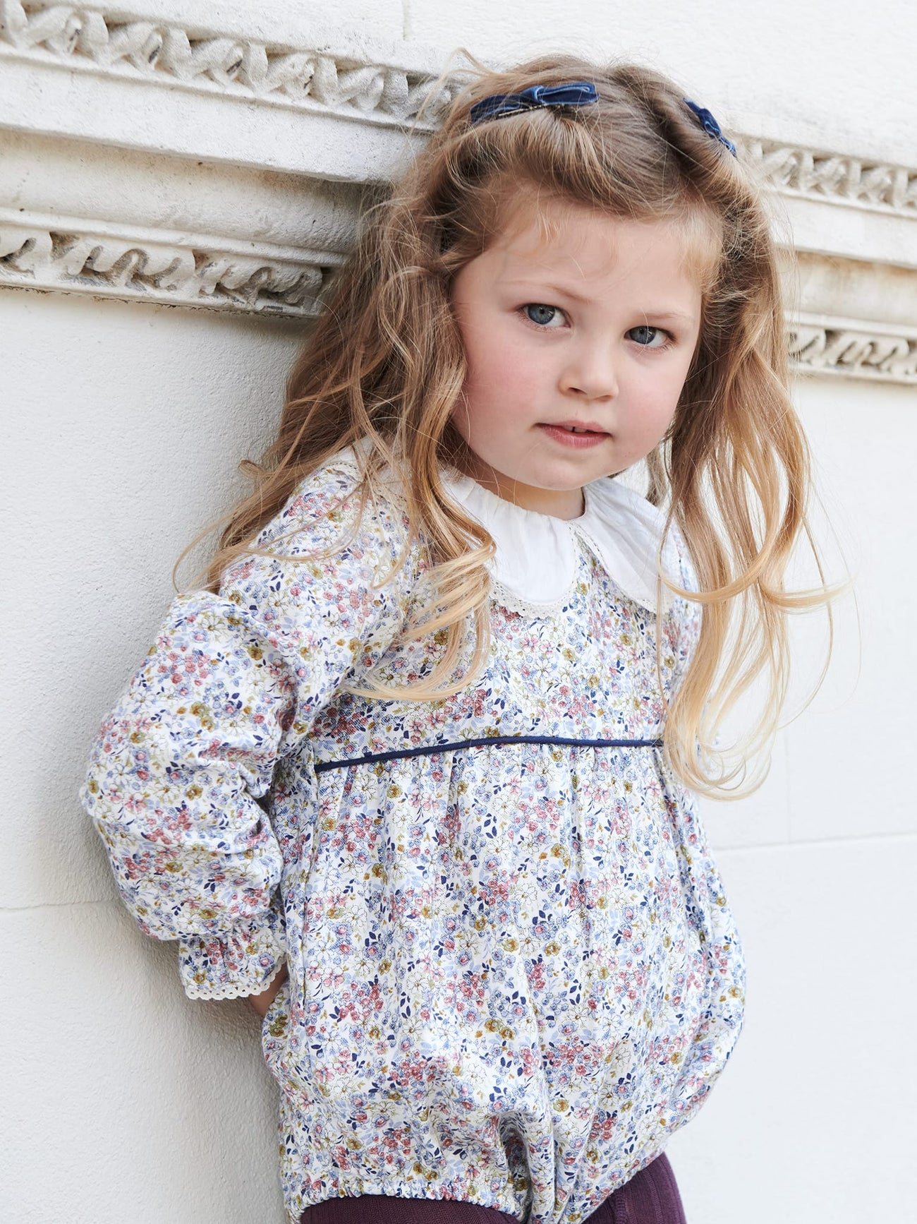 Blue Floral Sierra Baby Girl Romper